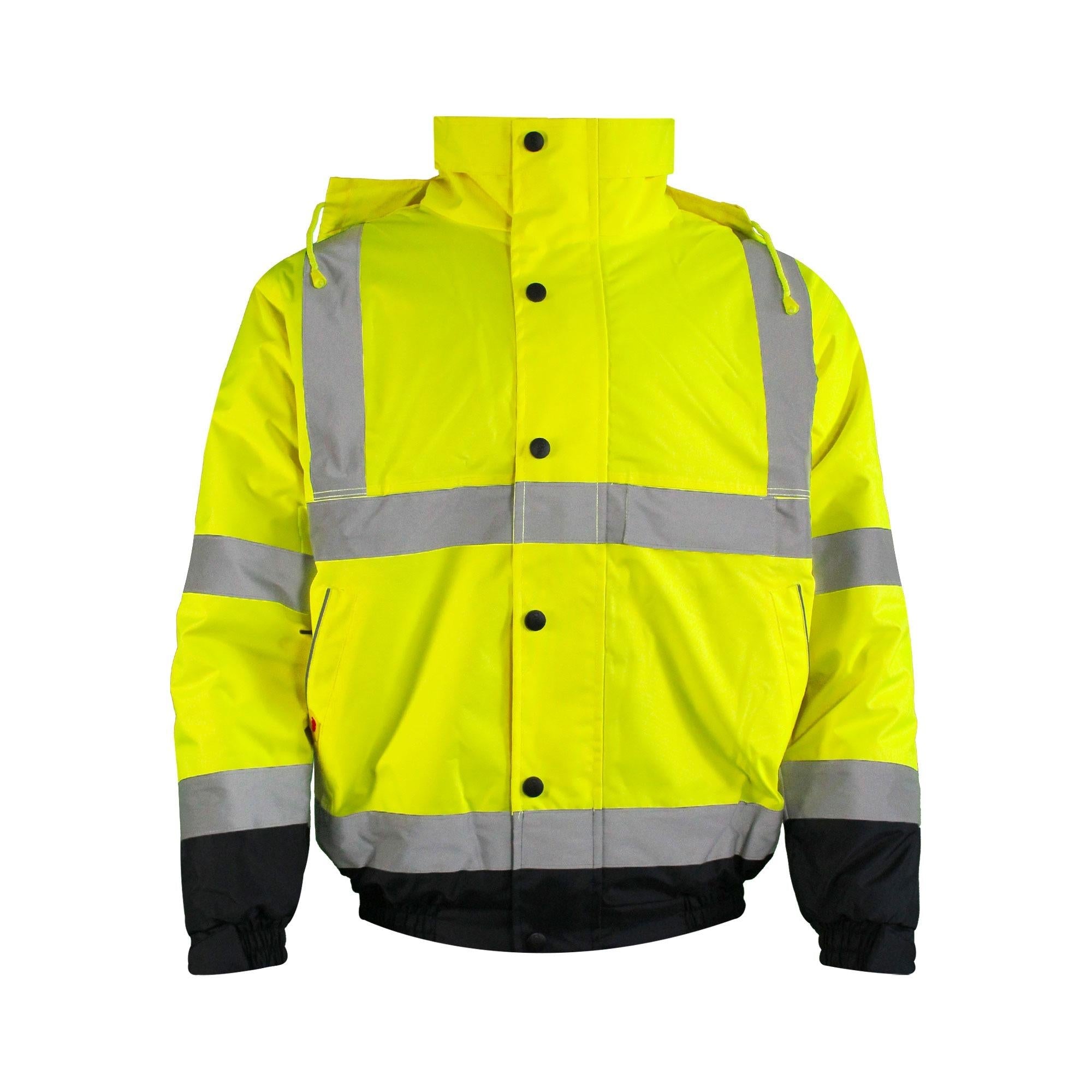 Warrior unisex high-visibility yellow/navy waterproof lined bomber jacket