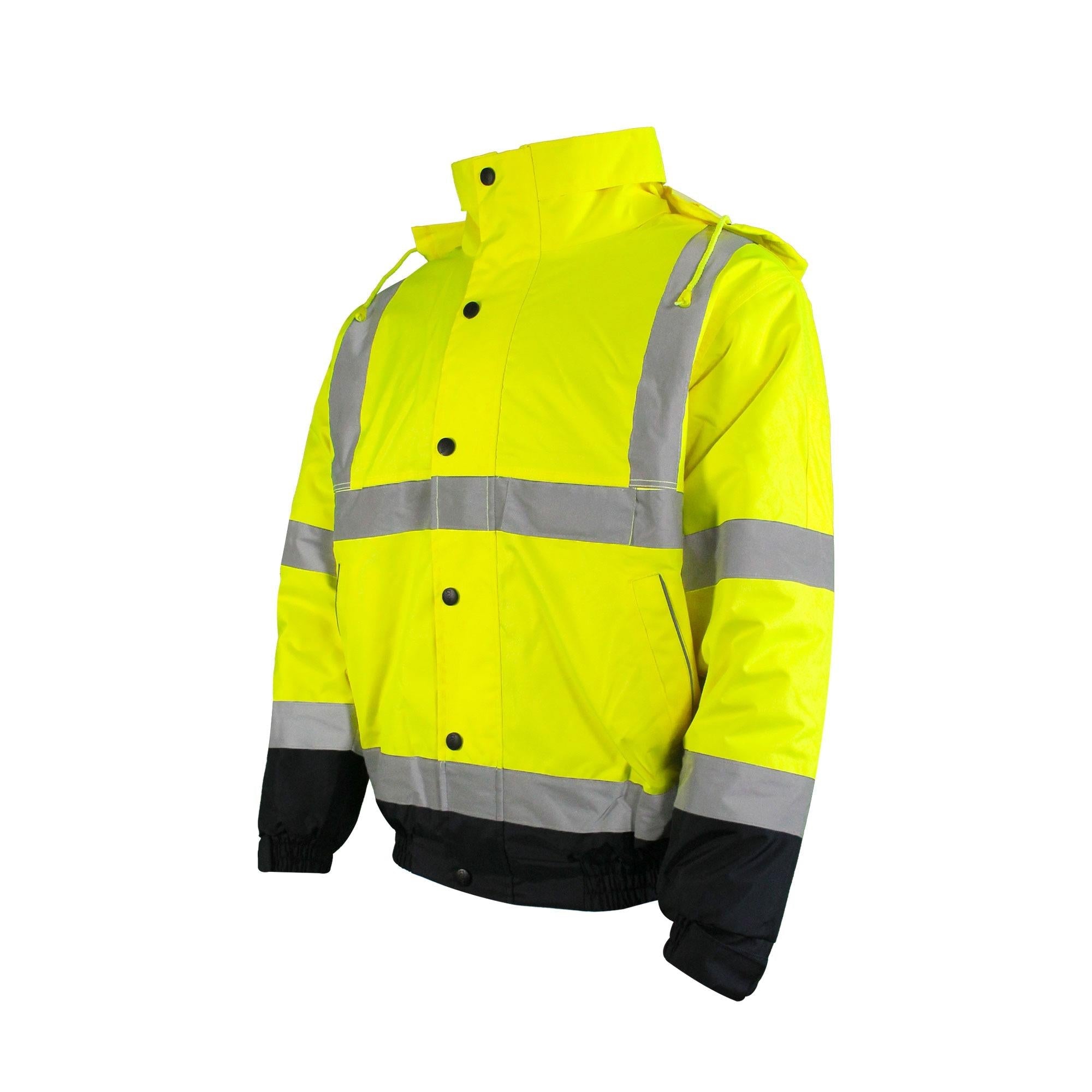 Warrior unisex high-visibility yellow/navy waterproof lined bomber jacket