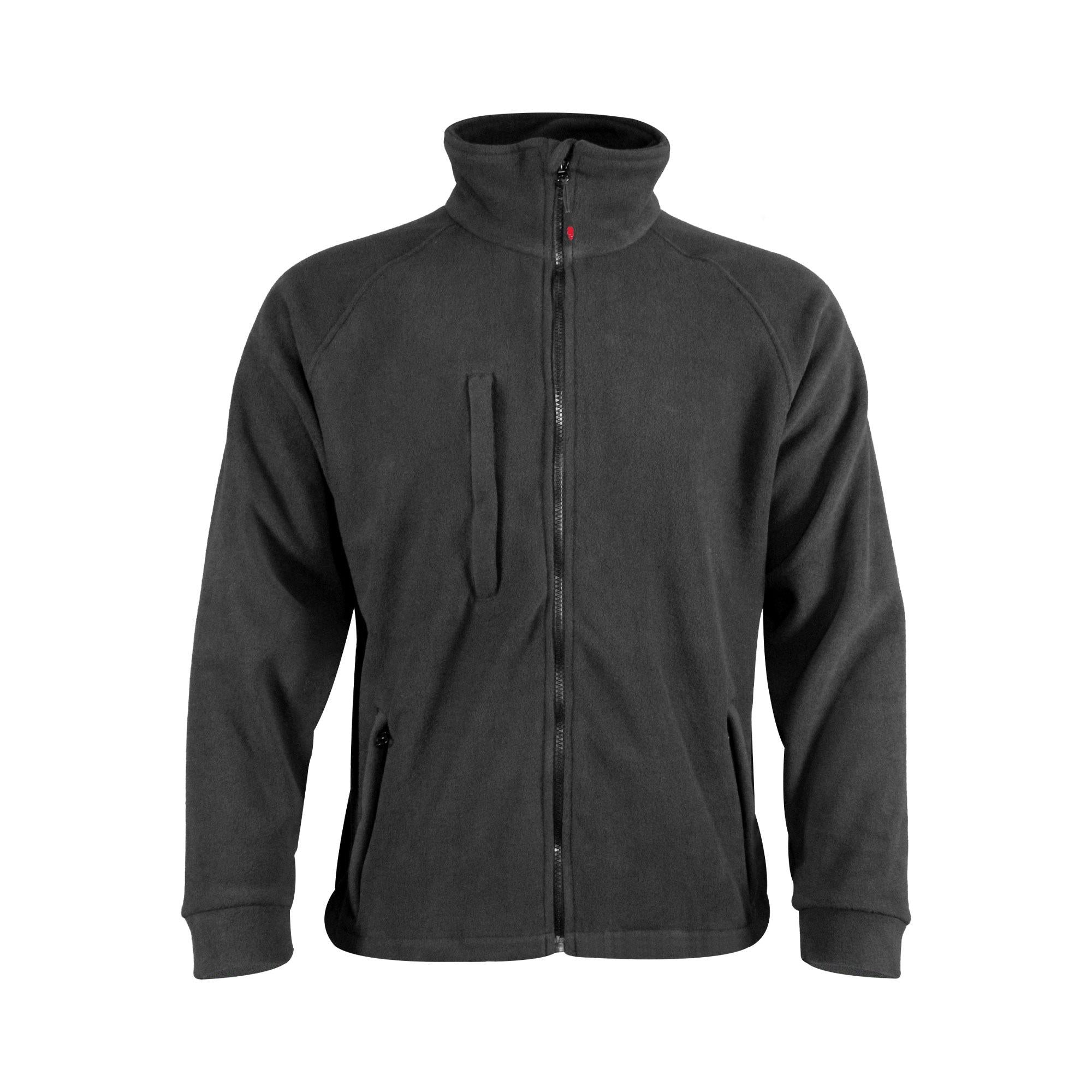 Warrior unisex black full-zip anti-pill fleece jacket