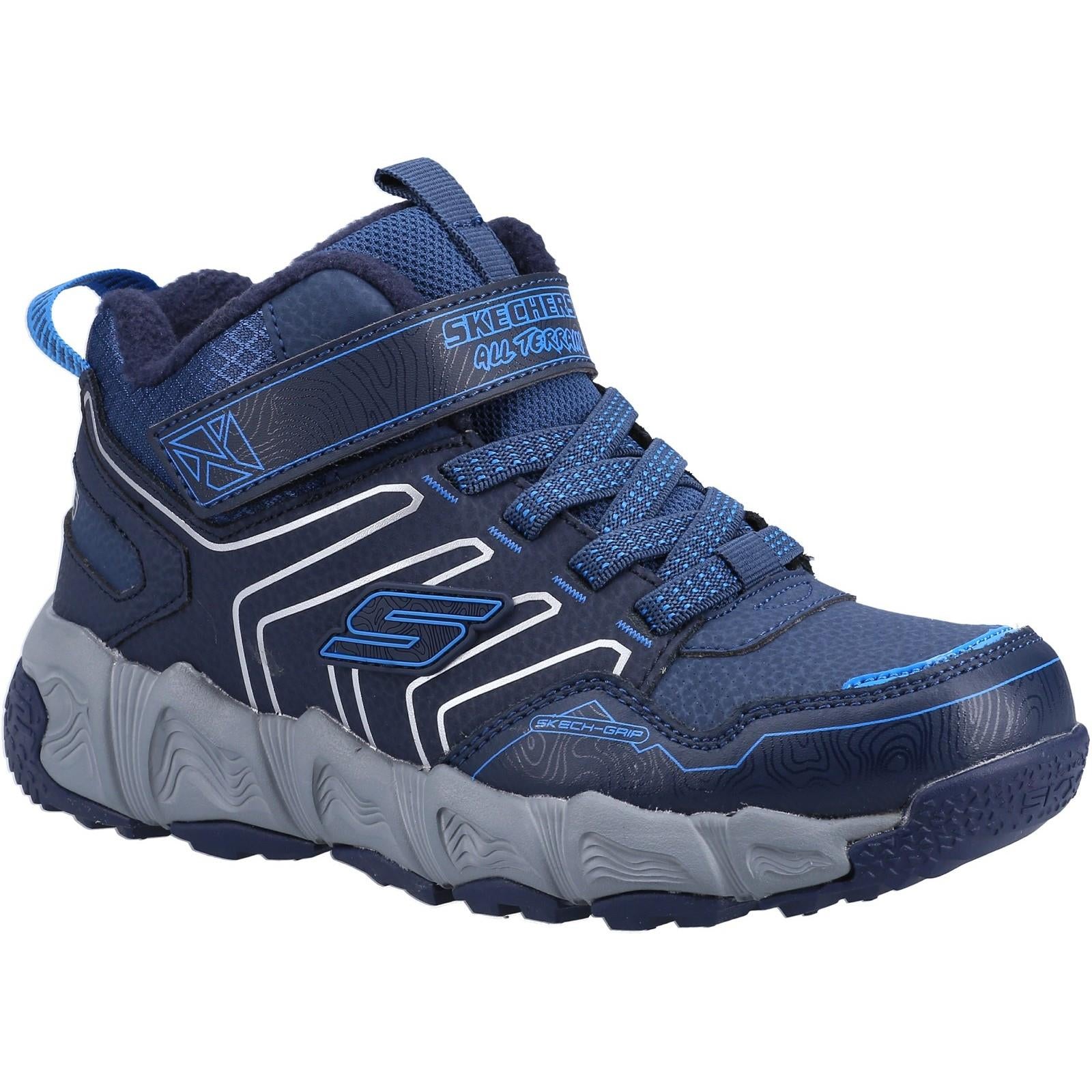 Skechers Velocitrek kid's navy leather waterproof trail trainer boot #SK406422L