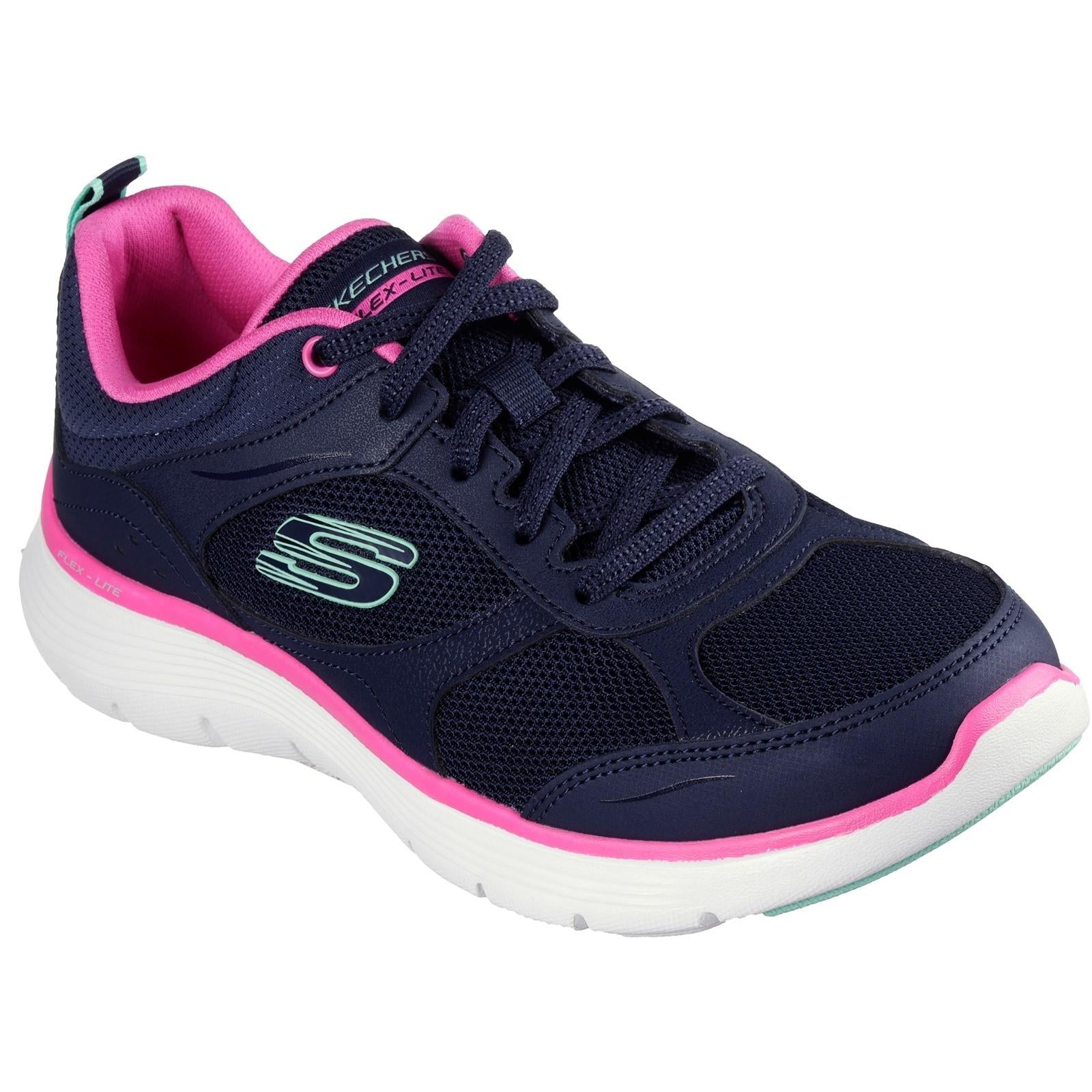 Skechers Flex Appeal 5.0 Fresh Touch womens navy hot pink memory foam trainers #150202
