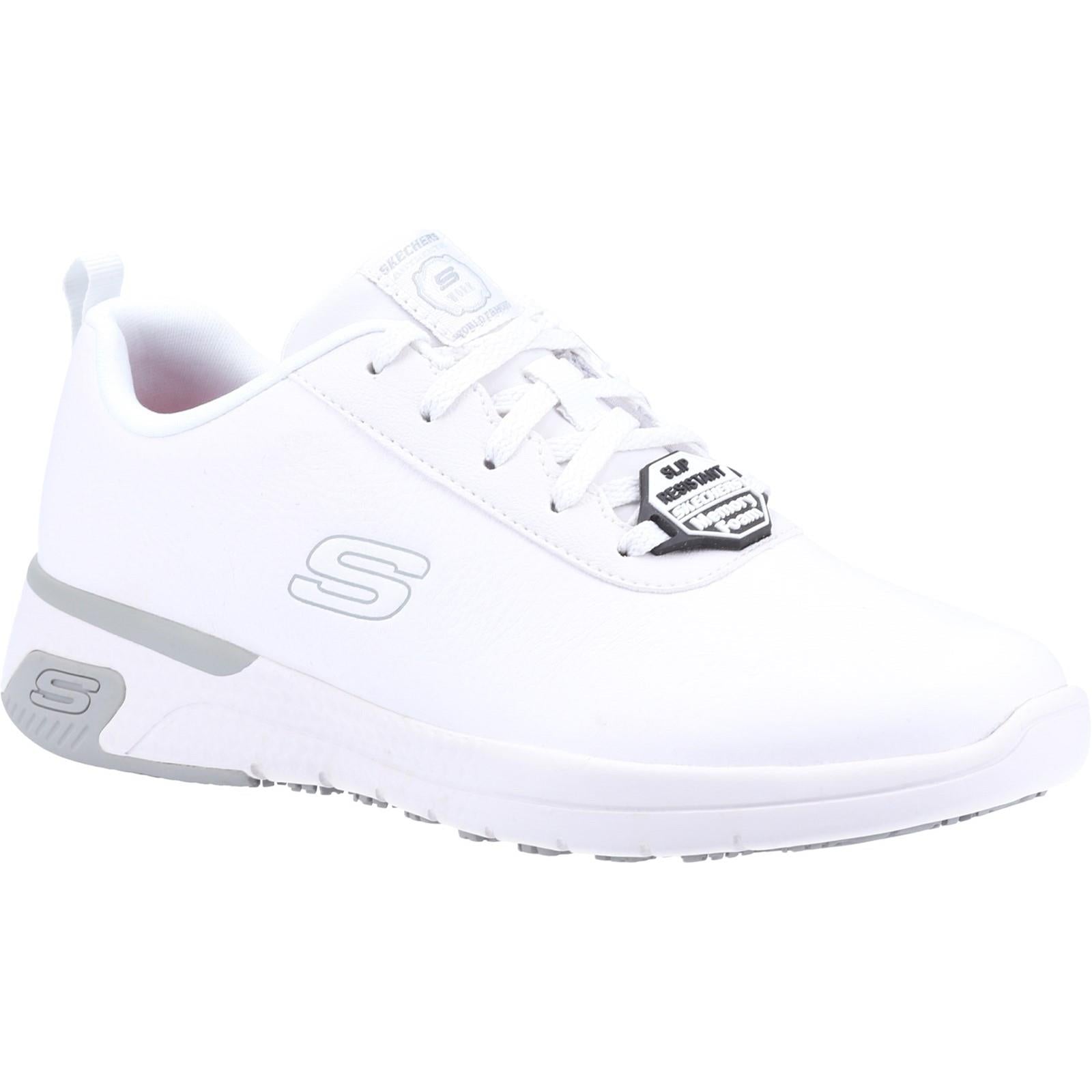 Skechers Marsing Gmina women's white slip-resistant work trainer #SK108010EC