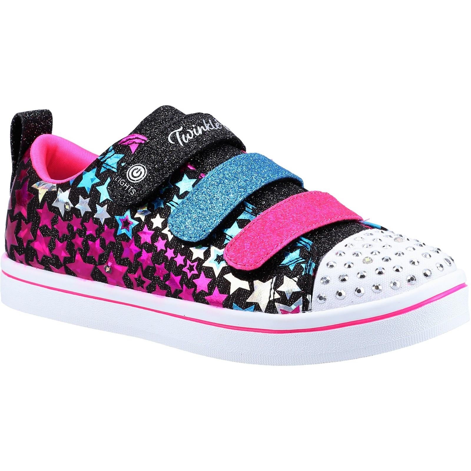 Skechers Twinkle Toes: Sparkle Rayz Star Blast kids touch fasten trainer #SK314839L