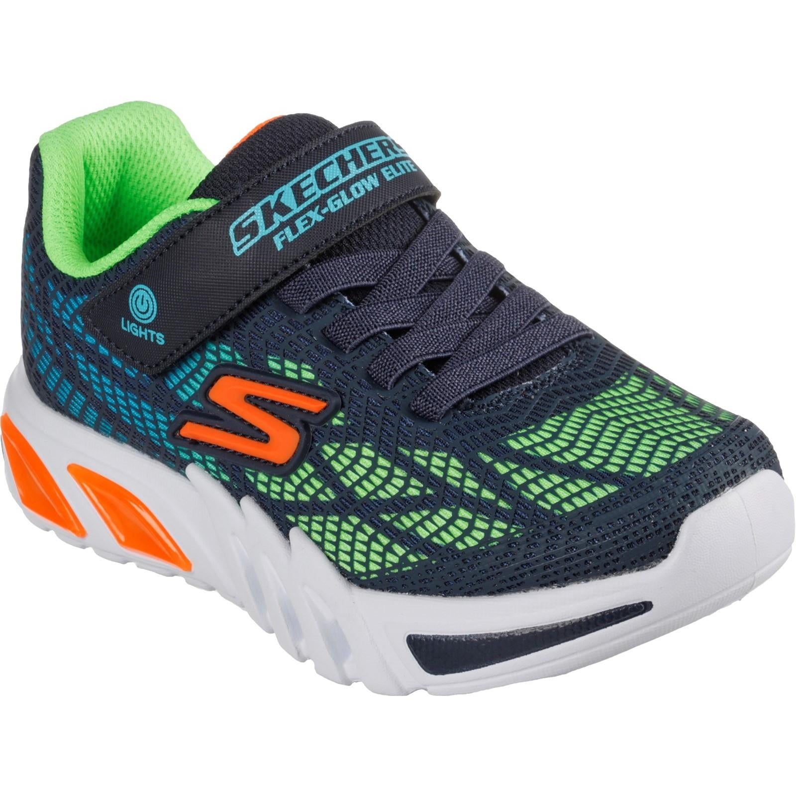 Skechers Flex-Glow Elite Vorlo kids touch fasten trainer (pre school sizes light up) #SK400137L