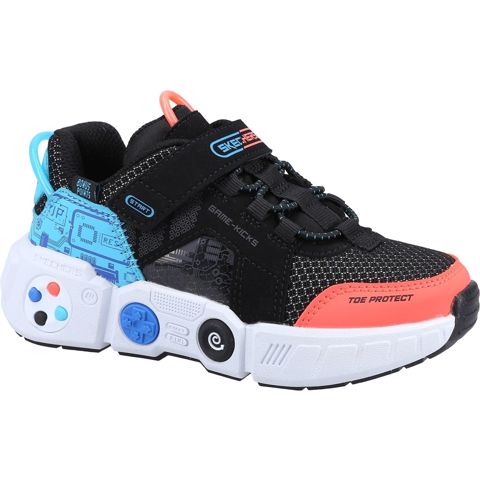 Skechers Gametronix kids black touch fasten trainer #SK402260L