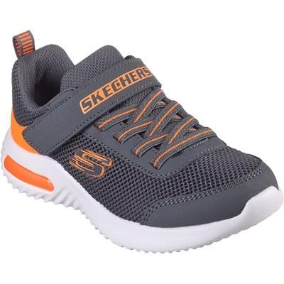 Skechers Bounder-Tech kids charcoal/orange touch fasten trainer #SK403748L