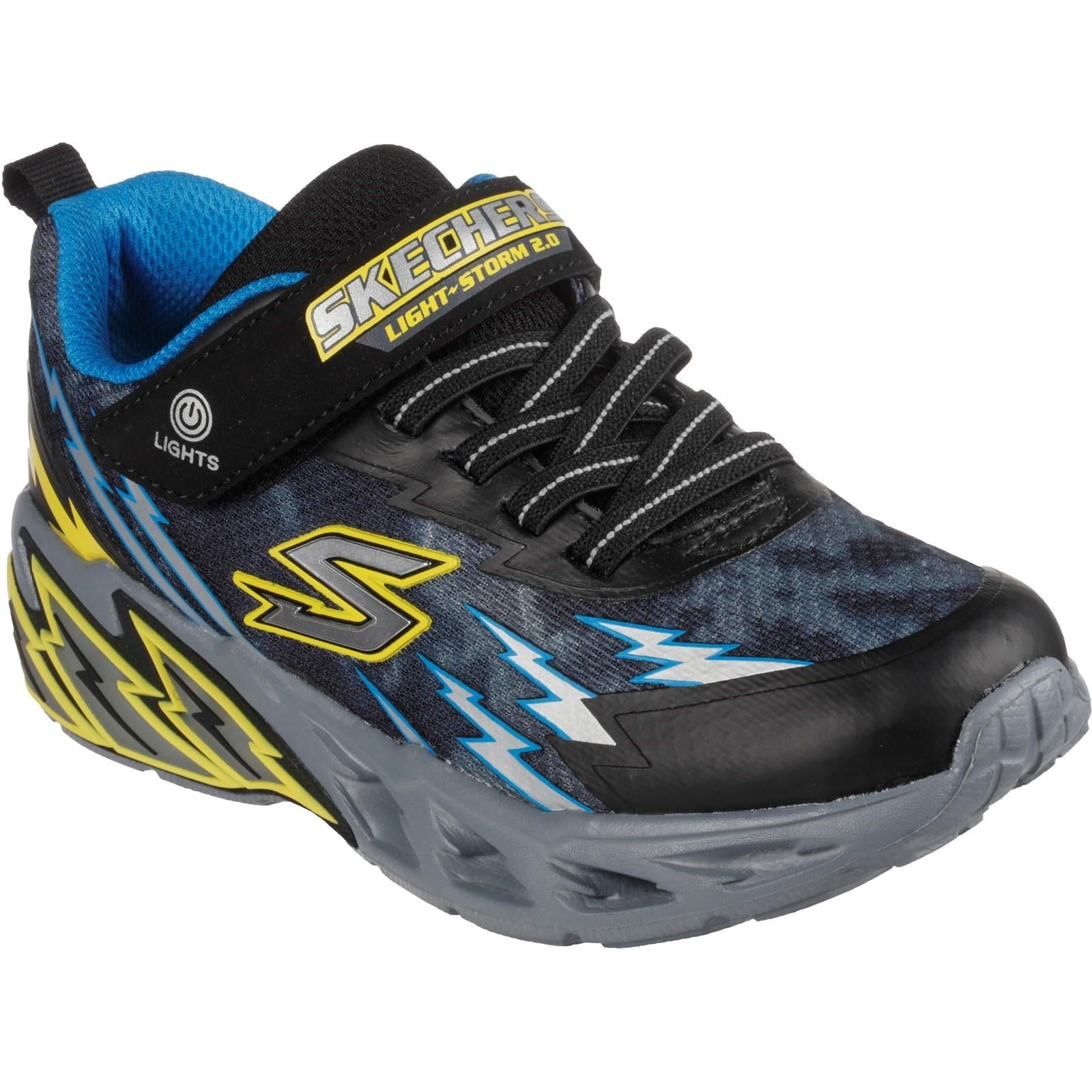 Skechers Light Storm 2.0 kids touch fasten light up trainer #SK400150N