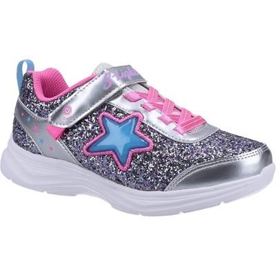 Skechers Glimmer Kicks Starlet Shine girls silver touch fasten trainer #SK302310L