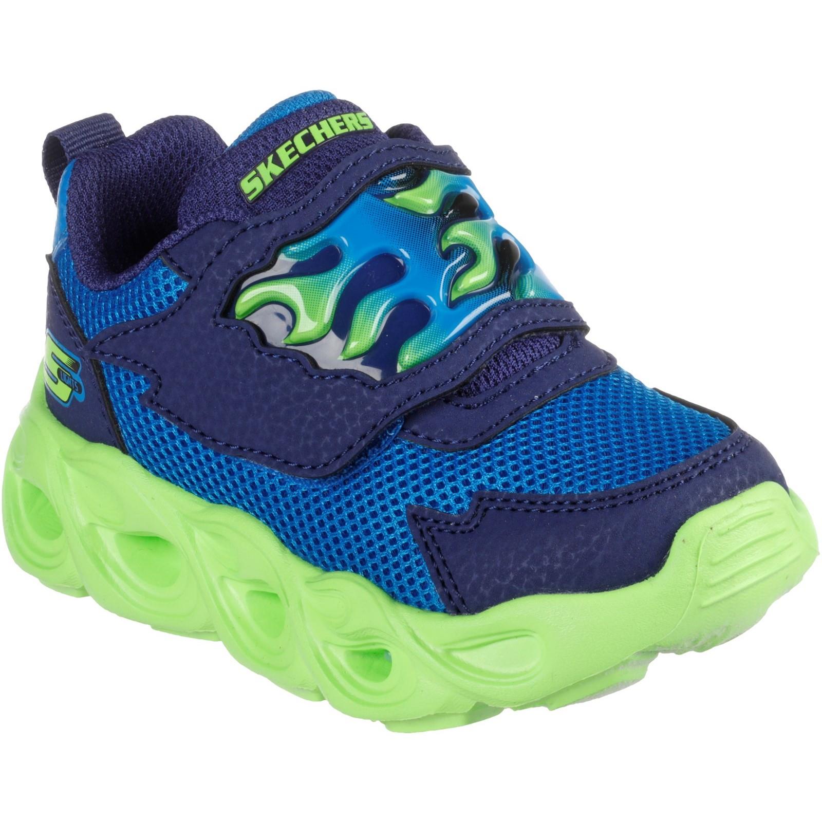 Skechers Thermo-Flash Flame-Flow toddlers navy touch fasten light up trainer #SK400104N