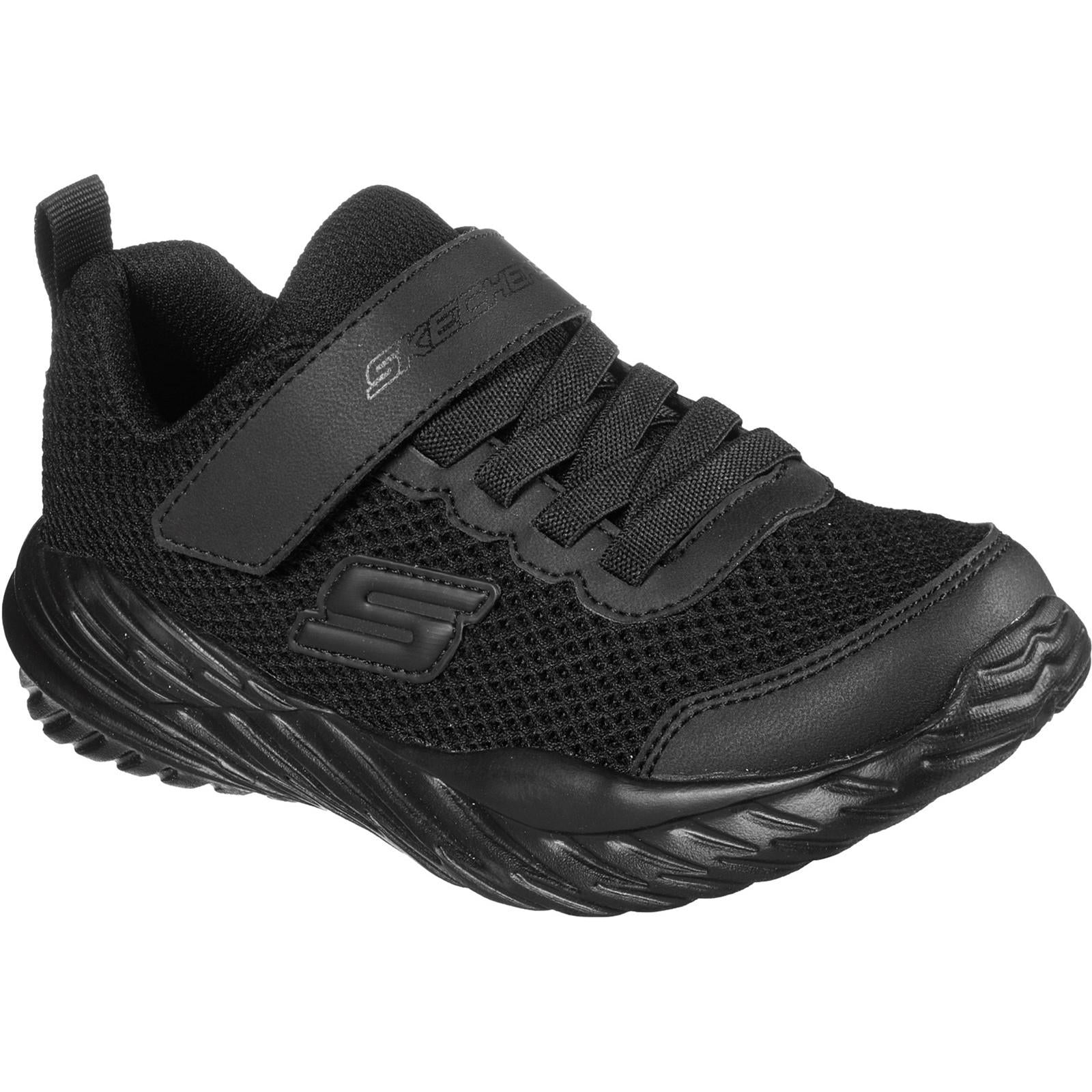 Skechers Nitro Sprint Krodon kid's black touch fasten school trainer #SK400083L