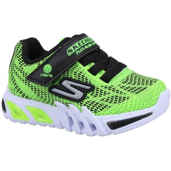 Skechers Flex-Glow Elite Vorlo toddlers lime/black touch fasten trainer #SK400137N