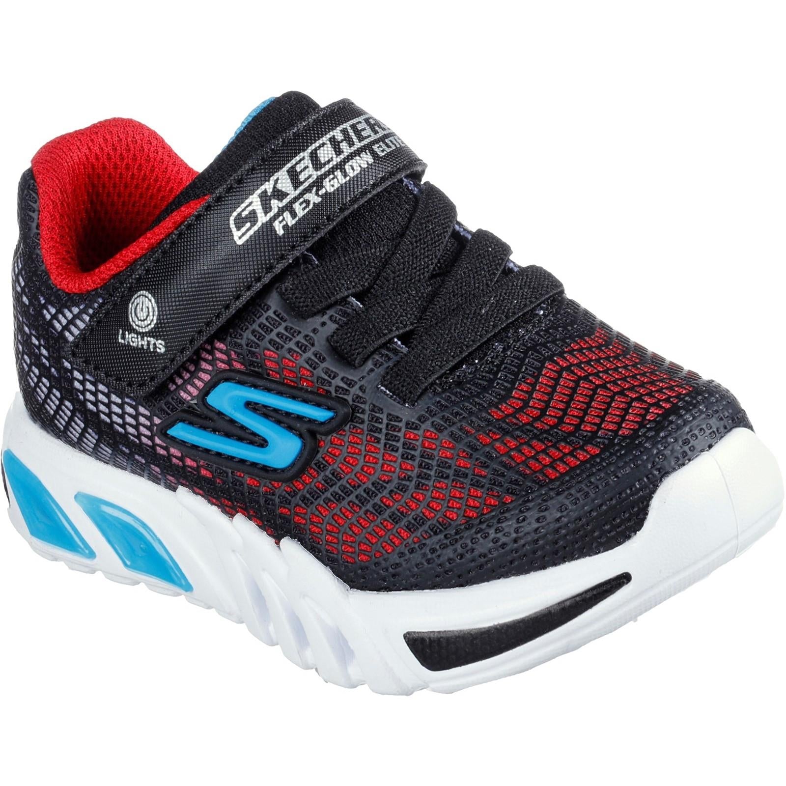 Skechers Flex-Glow Elite Vorlo toddlers black/royal touch fasten trainer #SK400137N