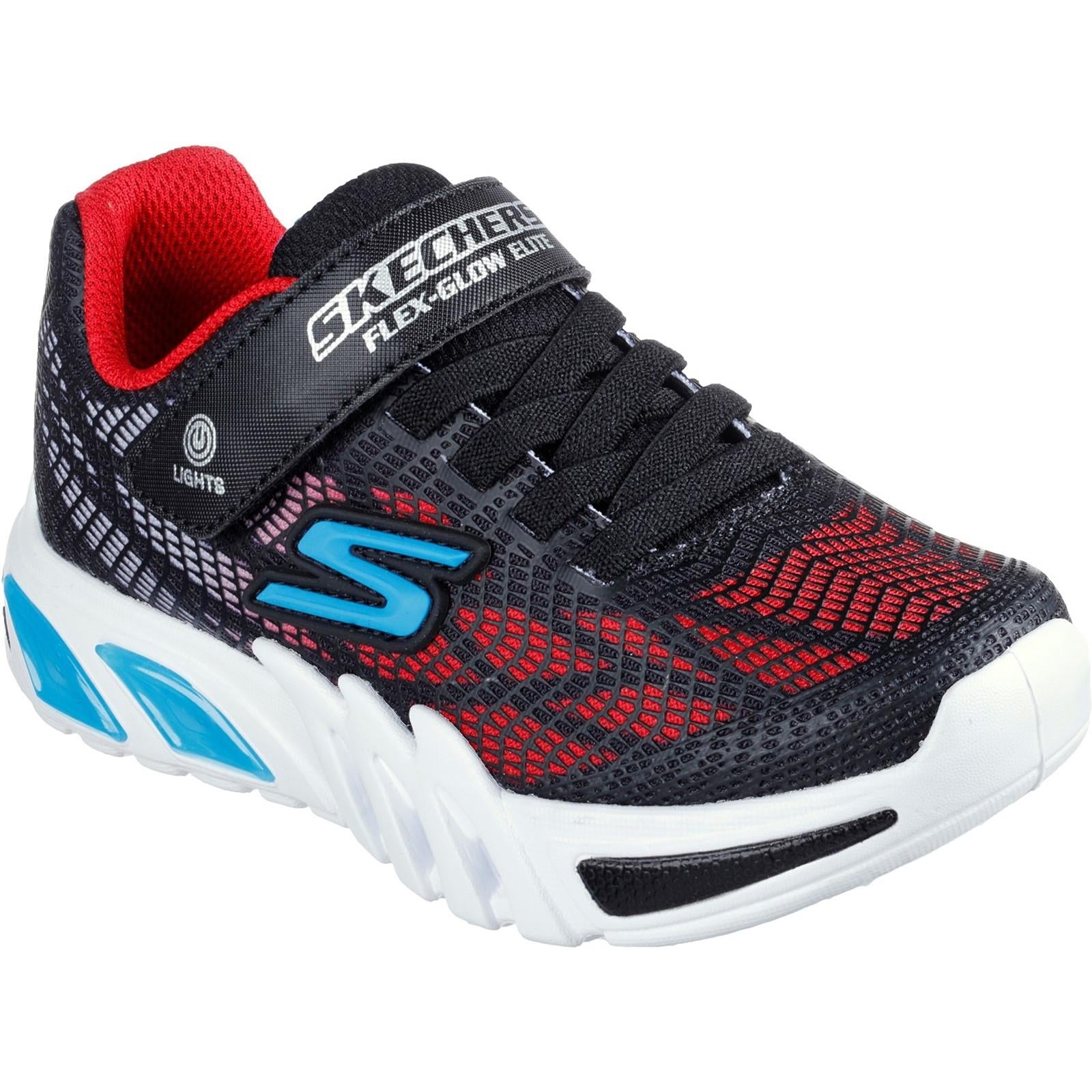 Skechers Flex-Glow Elite Vorlo kids black/royal touch fasten trainer #SK400137L