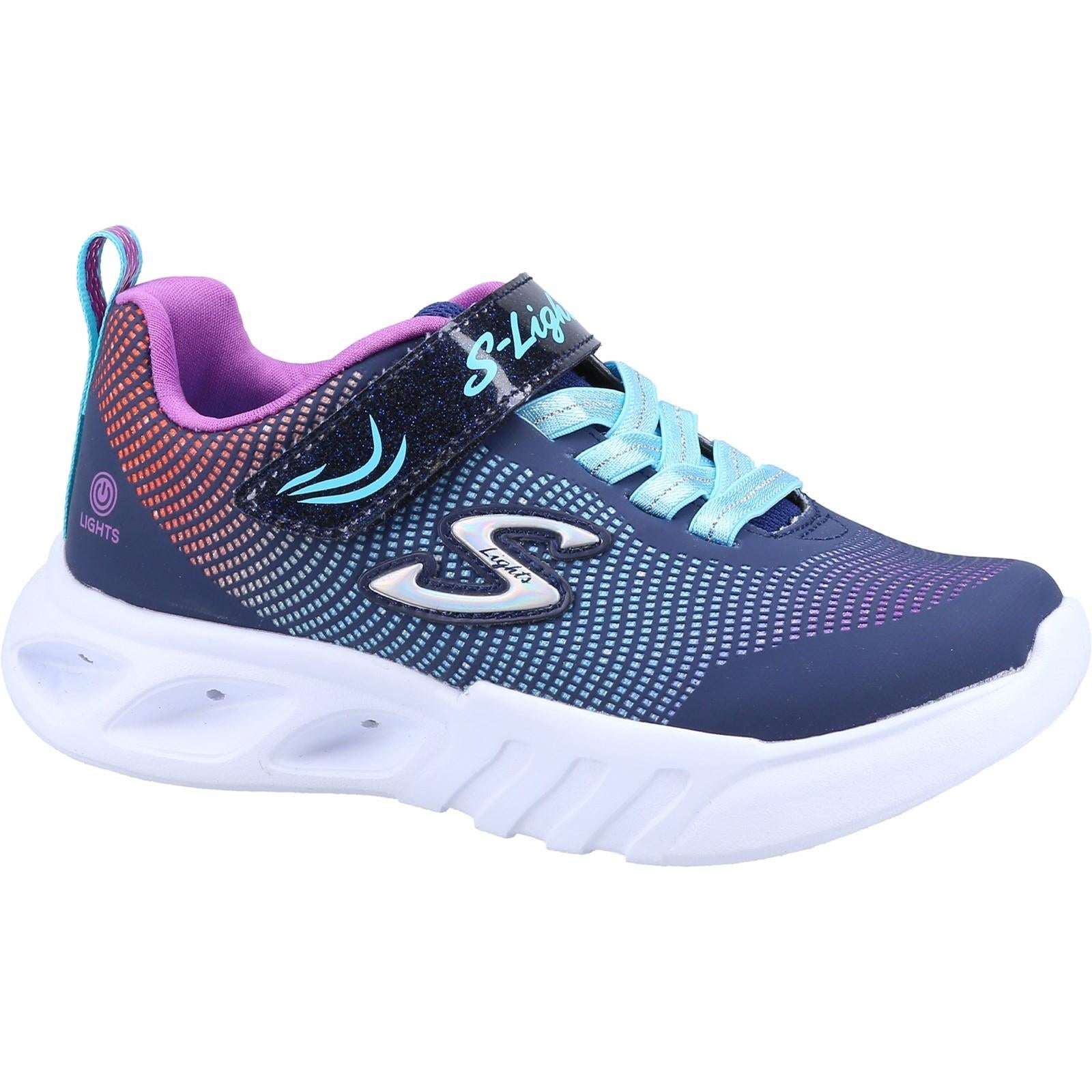 Skechers Flicker Flash kids navy touch fasten trainer #SK303700L