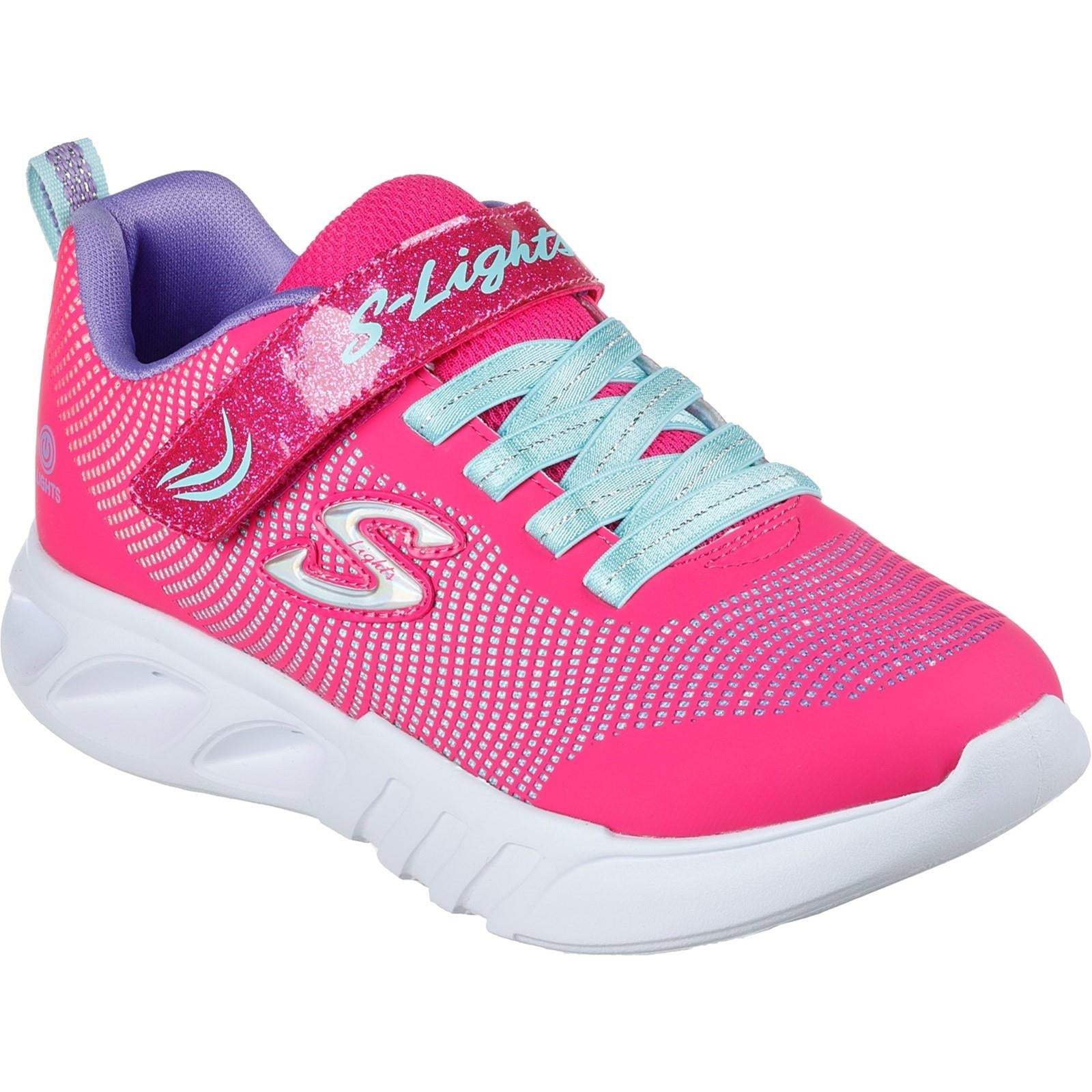 Skechers Flicker Flash kids pink touch fasten trainer #SK303700L