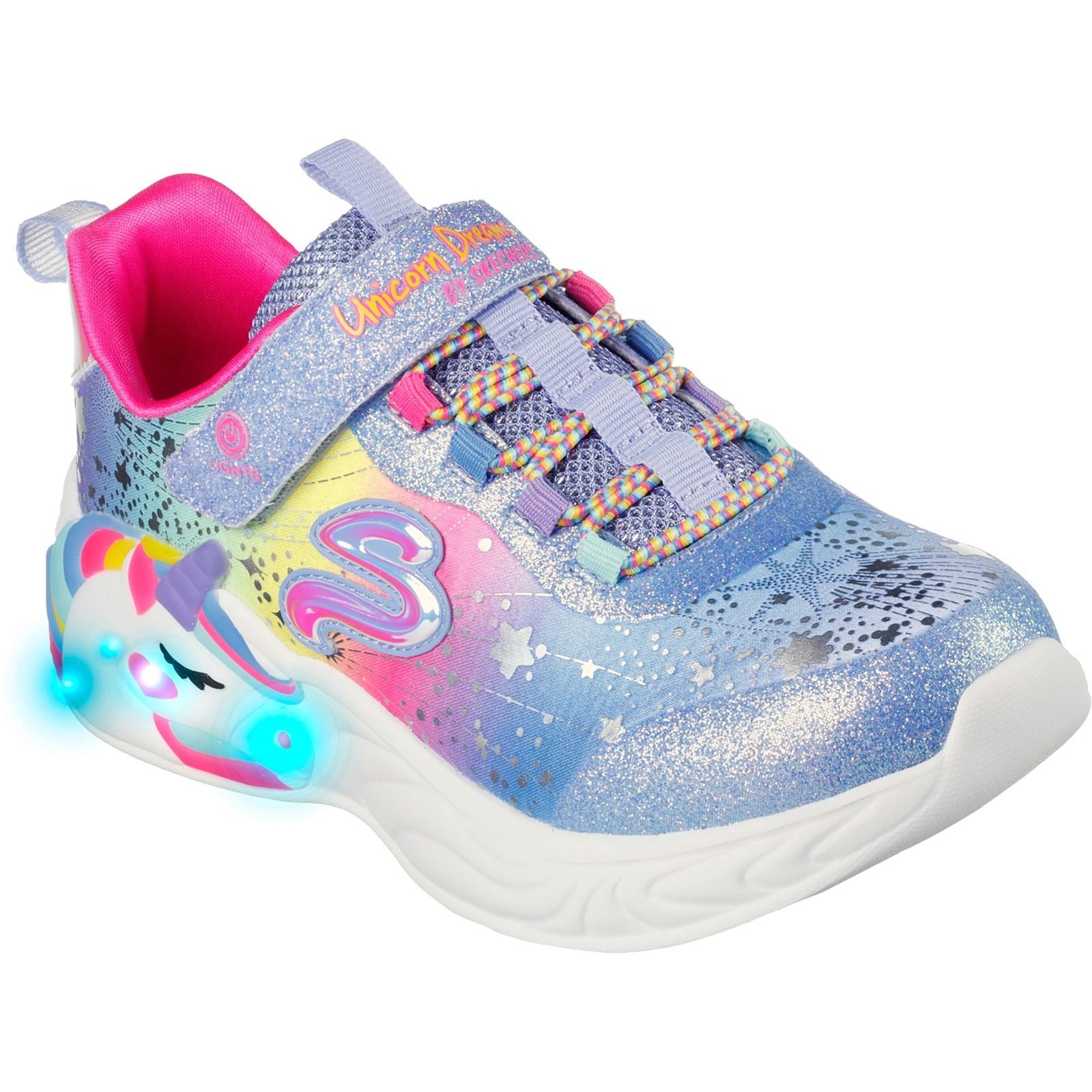 Skechers S-Lights Unicorn Dreams kids light up touch fasten trainer #SK302311L