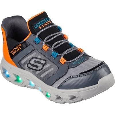 Skechers Hypno-Flash Odelux kids grey orange slip-in trainer #SK403843L