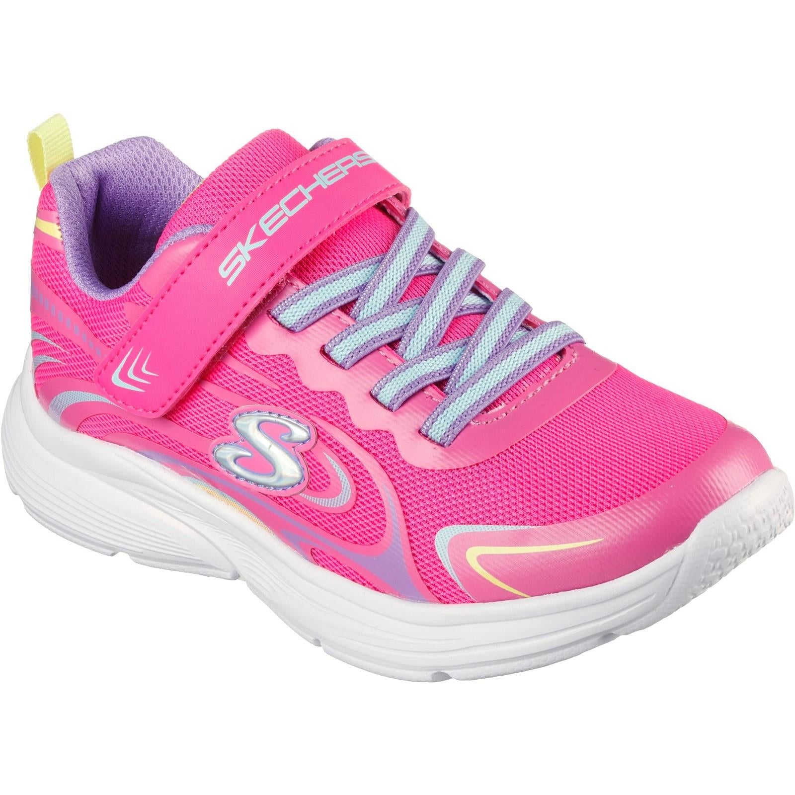 Skechers Wavy Lites Eureka Shine kids pink/multi touch fasten trainer #SK303520L