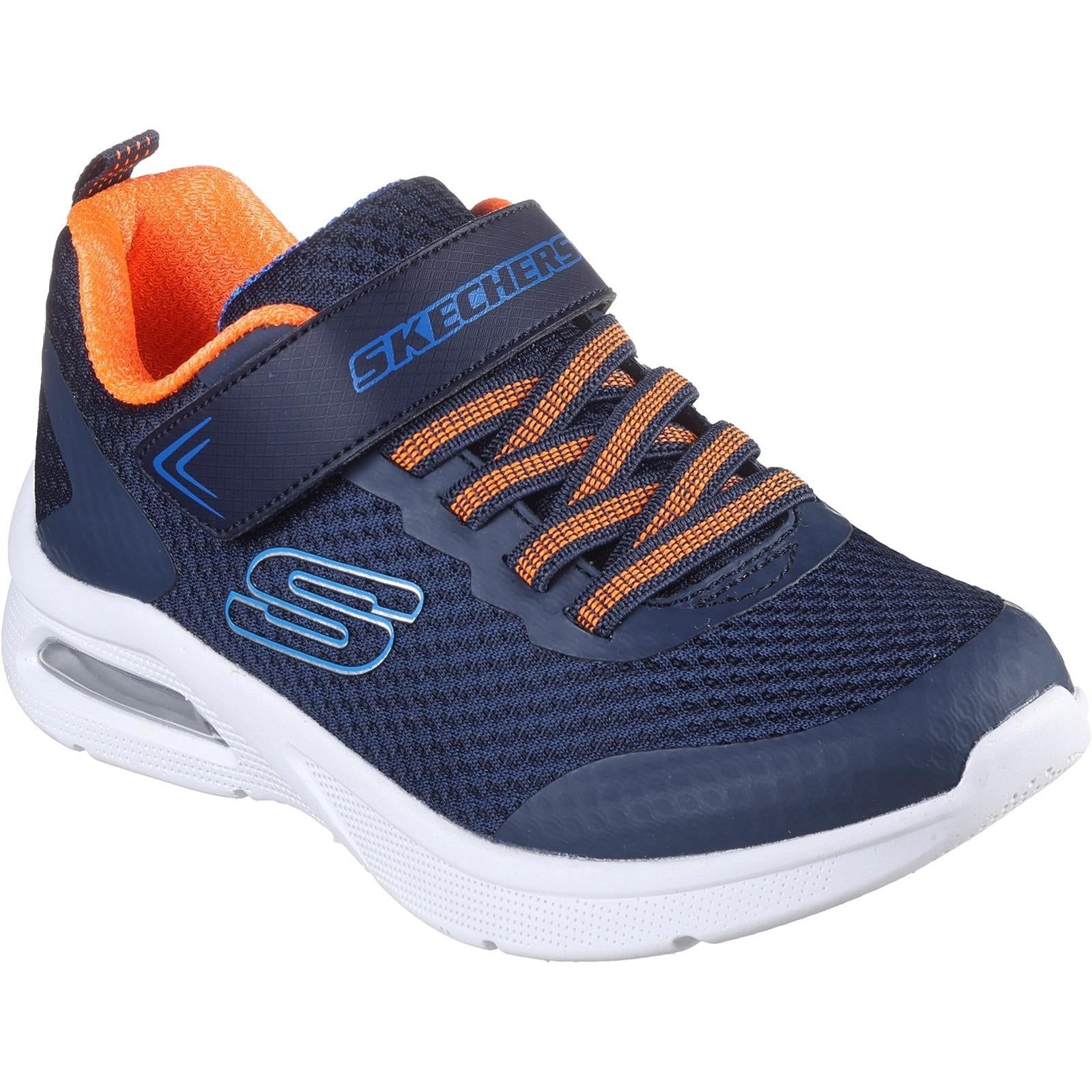 Skechers Microspec Max kids navy/orange touch fasten trainer #SK403818L