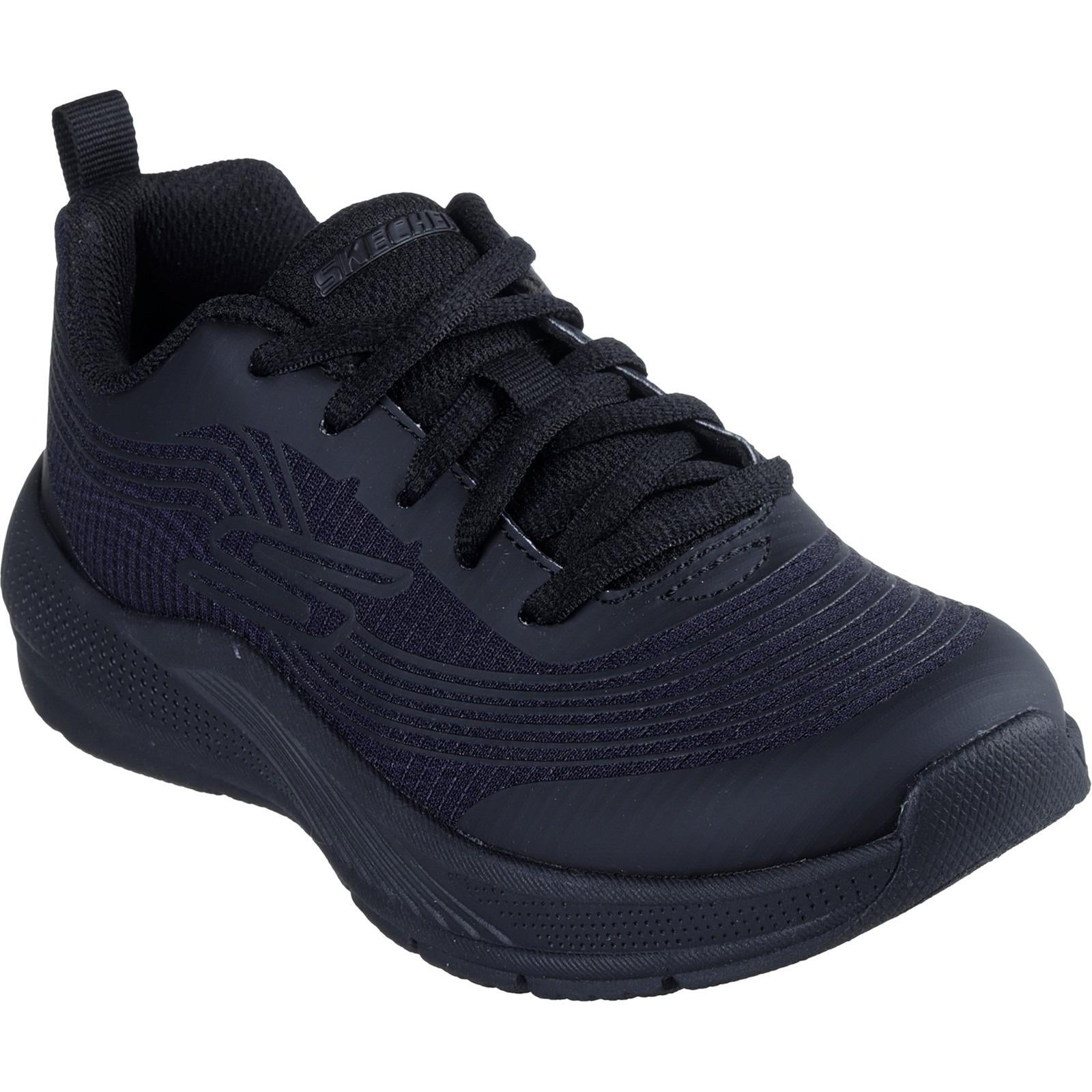 Skechers Microspec Advance kids black water resistant trainer #SK303576L