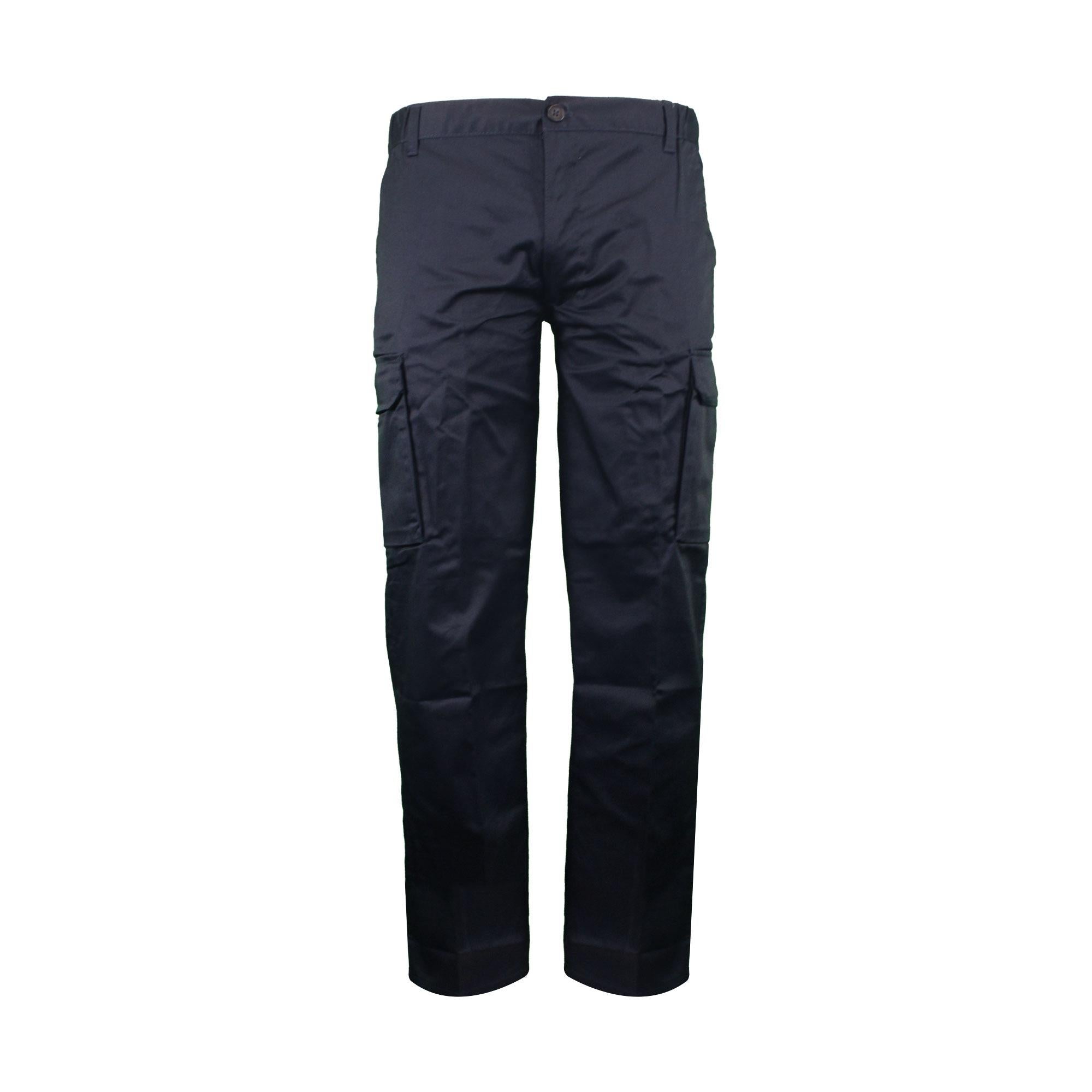 Warrior mens navy multi pocket polycotton cargo work trousers