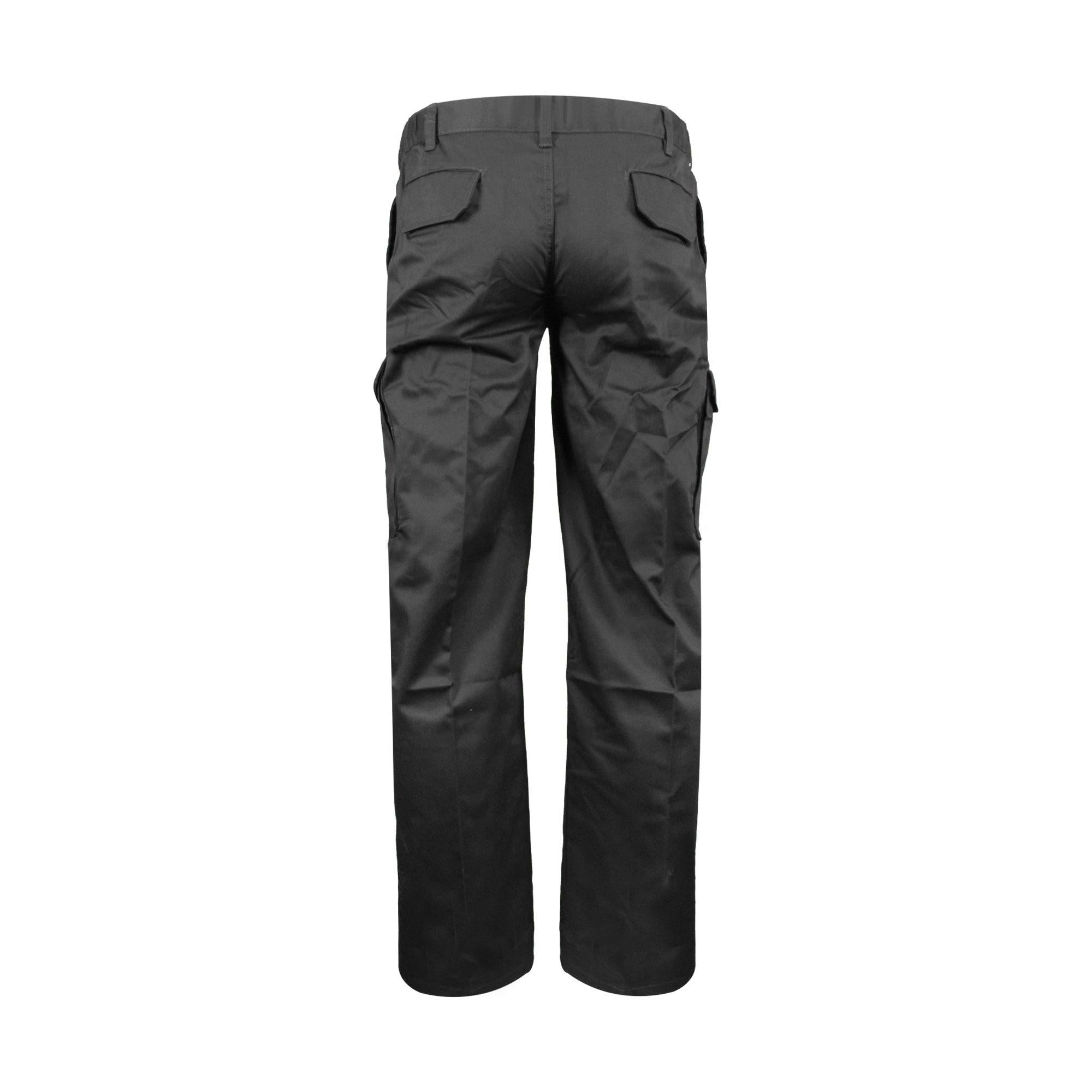 Warrior mens black multi pocket polycotton cargo work trousers