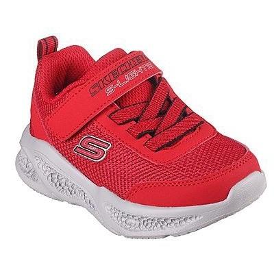 Skechers S-Lights Meteor-Lights toddlers red/black touch fasten trainer #SK401675N