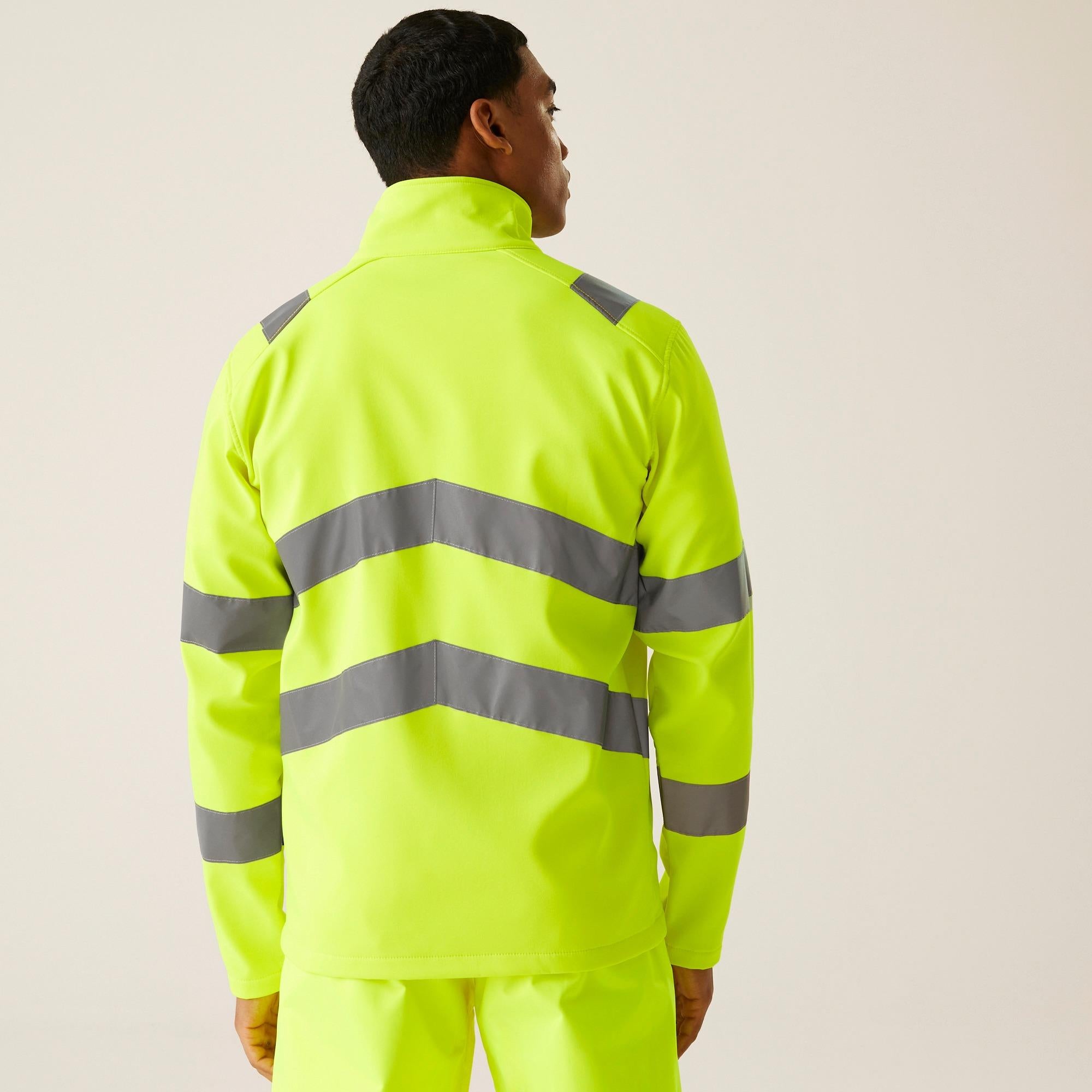 Regatta High Visibility Pro Contrast Ablaze yellow work softshell jacket #TRA712