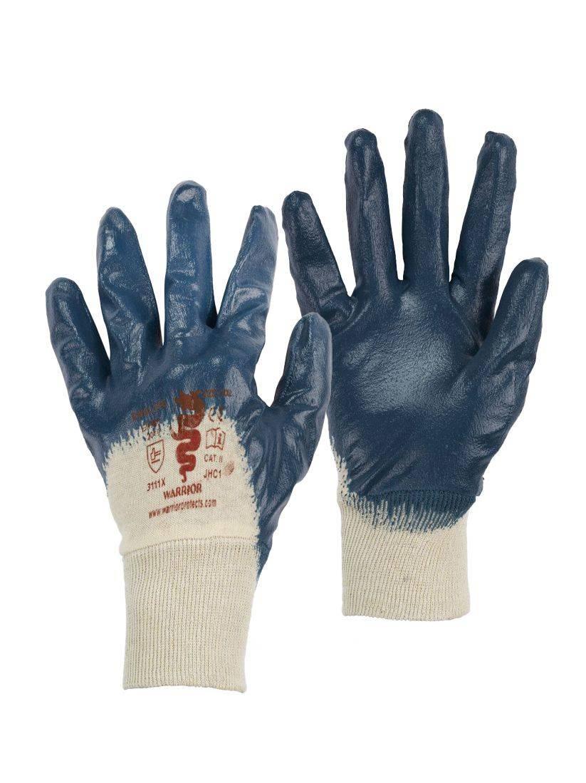 Warrior blue nitrile open back knit wrist work glove - 12 pairs #GL140