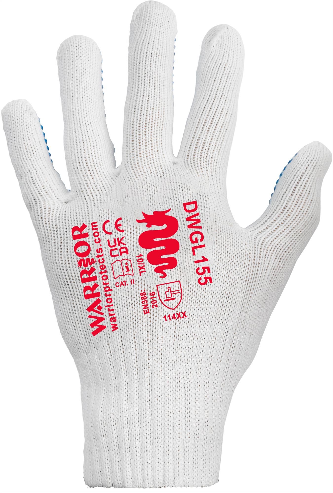 Warrior blue PVC dotted knitted lightweight work glove - 12 pairs #GL155