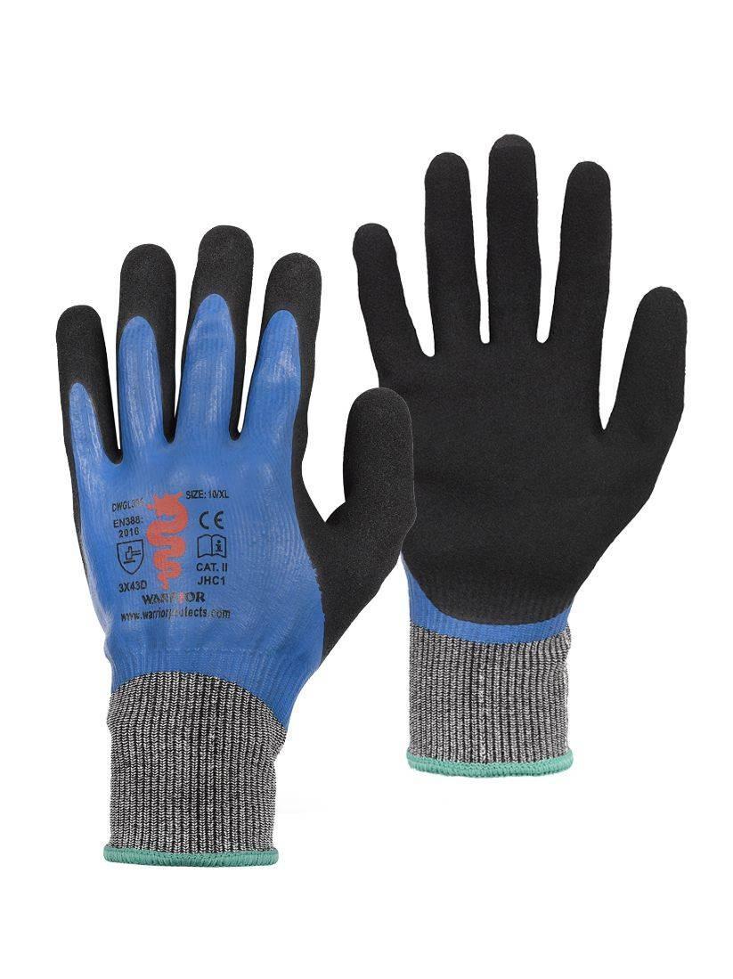 Warrior double dipped latex cut D wet/dry grip work glove - pair #GL395