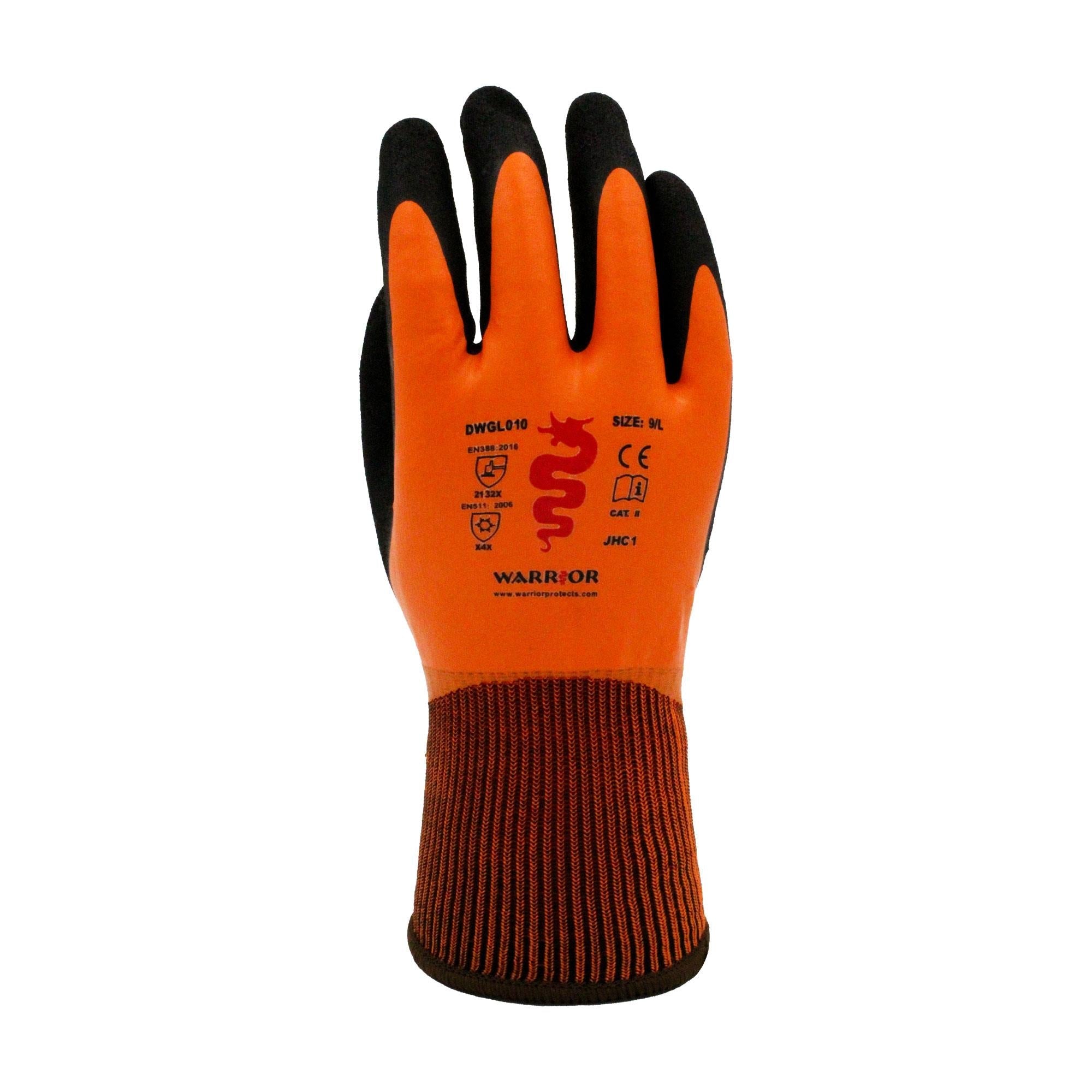 Warrior double dipped latex thermal wet and dry grip work glove #GL010