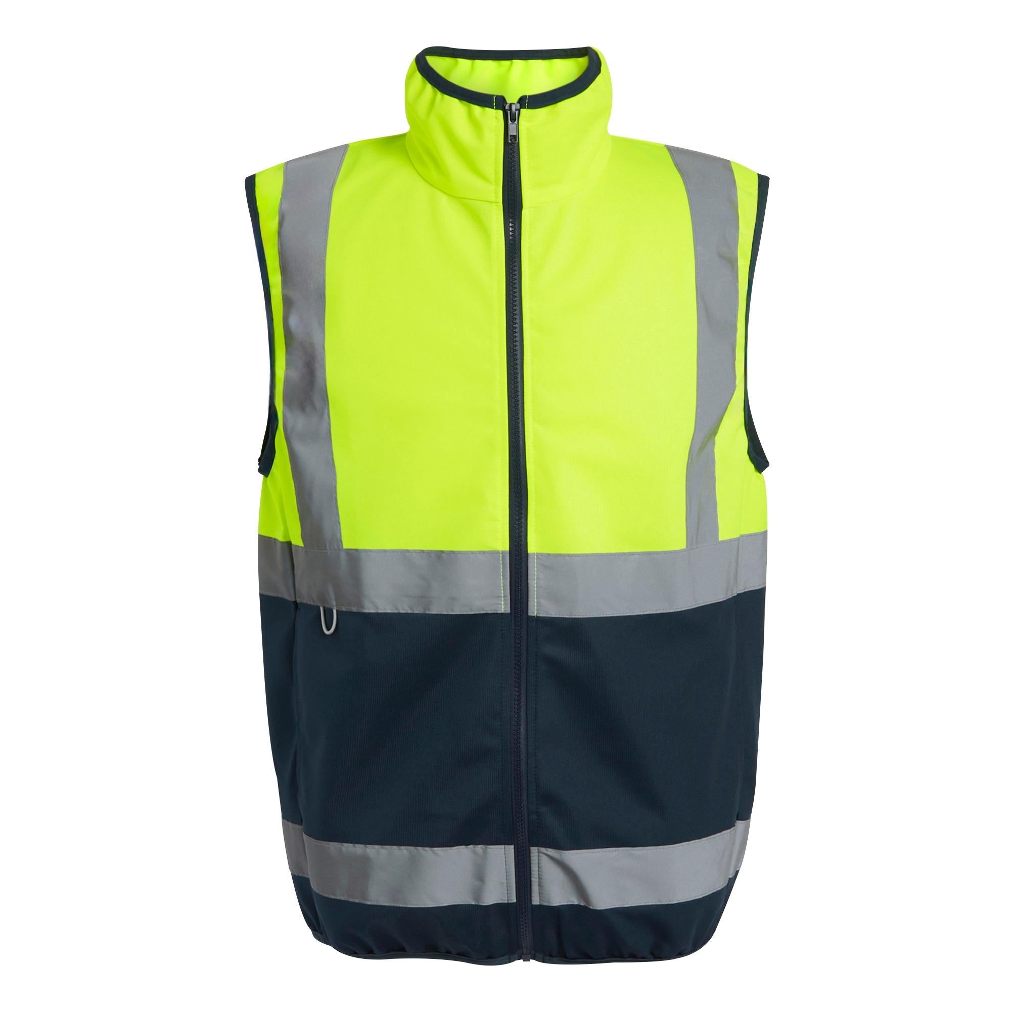 Regatta High Visibility Pro yellow/navy full zip work bodywarmer gilet #TRS257