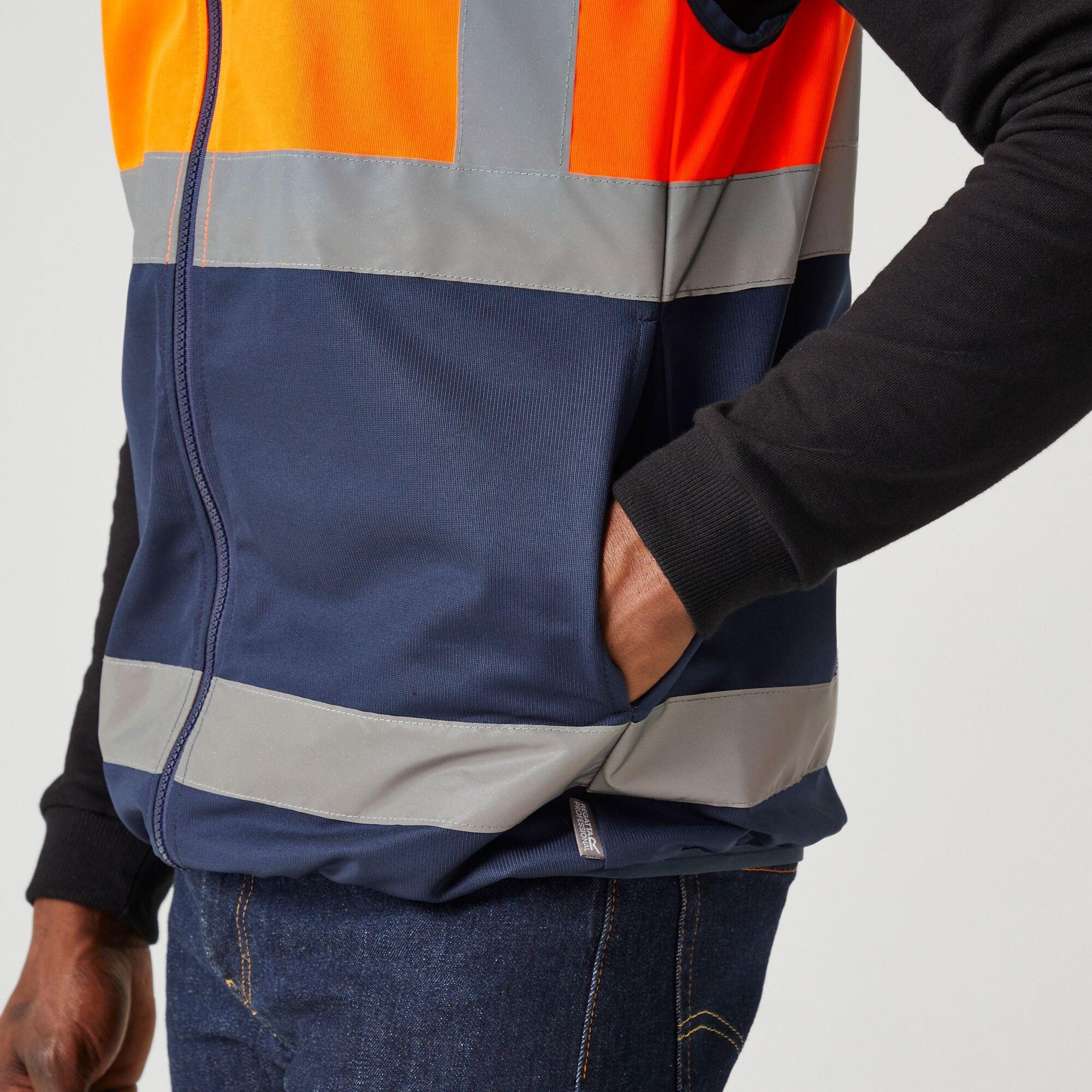 Regatta High Visibility Pro orange/navy full zip work bodywarmer gilet #TRS257