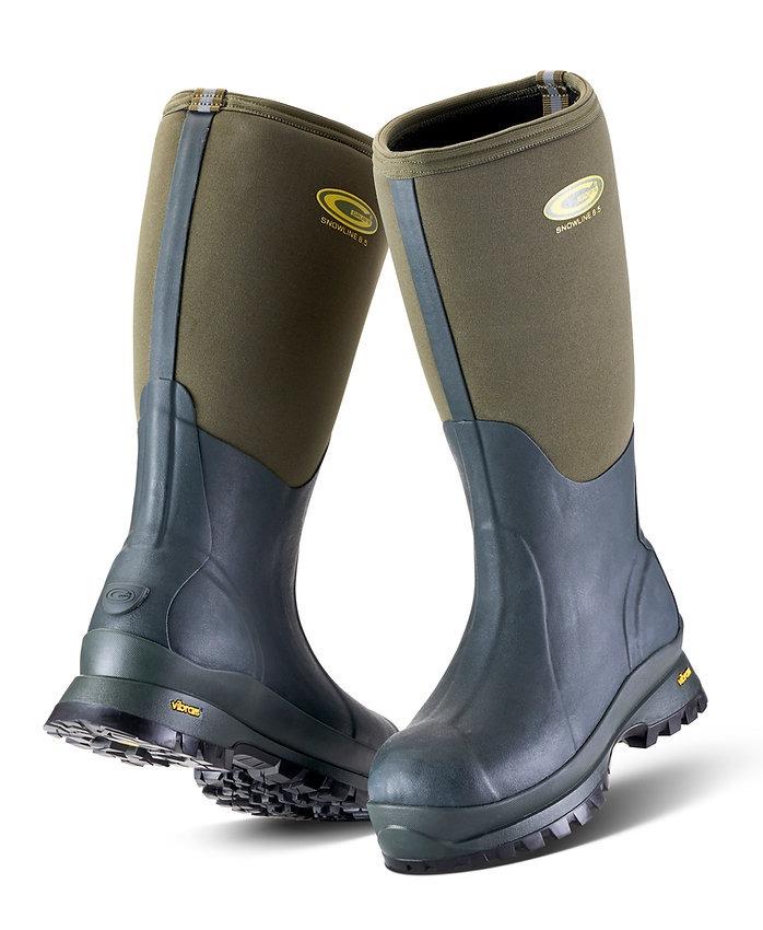 Grubs Snowline green extreme cold insulated waterproof field wellington boot