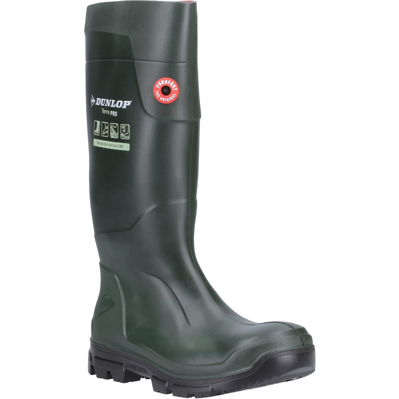 Dunlop TerraPro S5 green steel toe/midsole work safety wellington boots #LJ2KL01