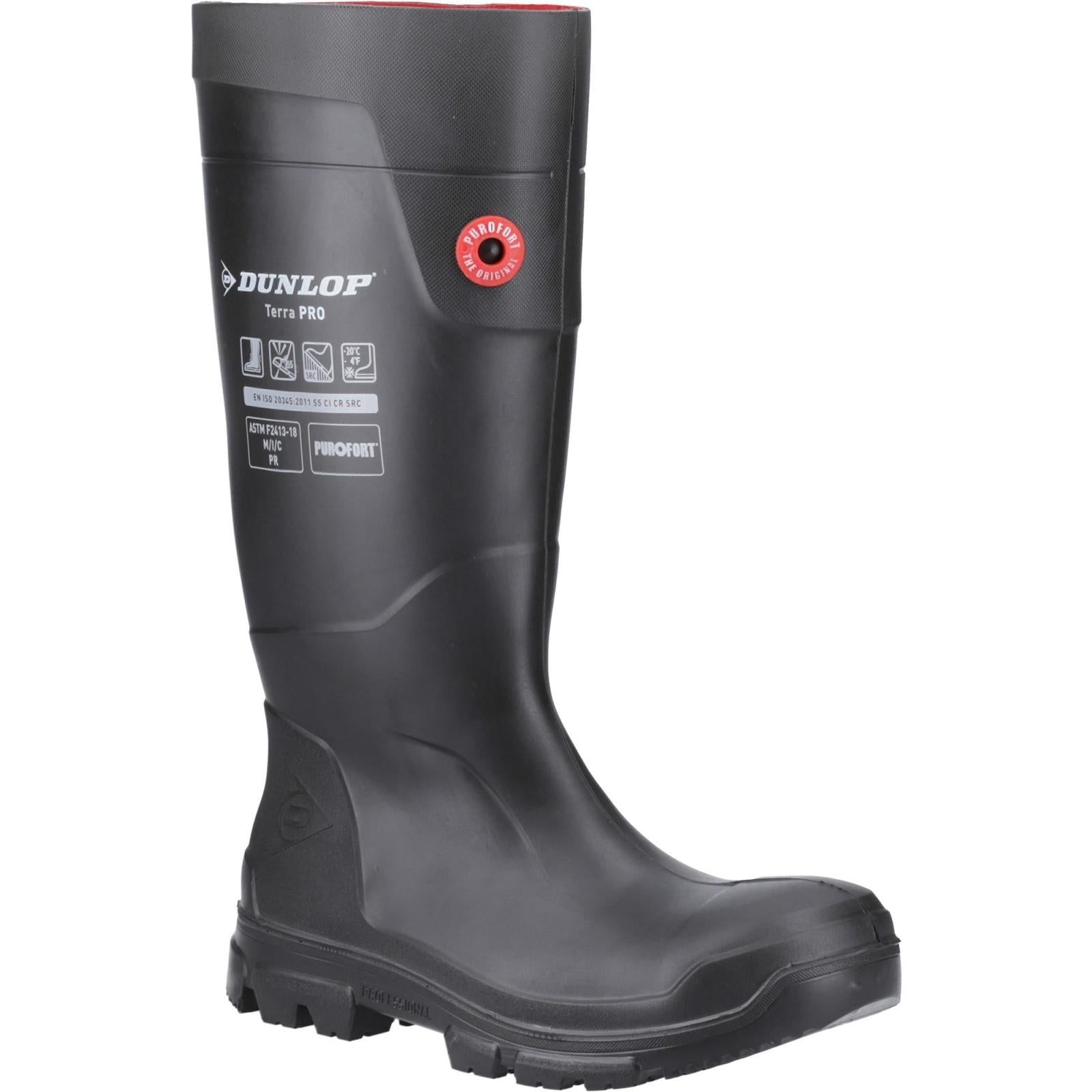 Dunlop TerraPro S5 black steel toe/midsole work safety wellington boots #LJ2HD02
