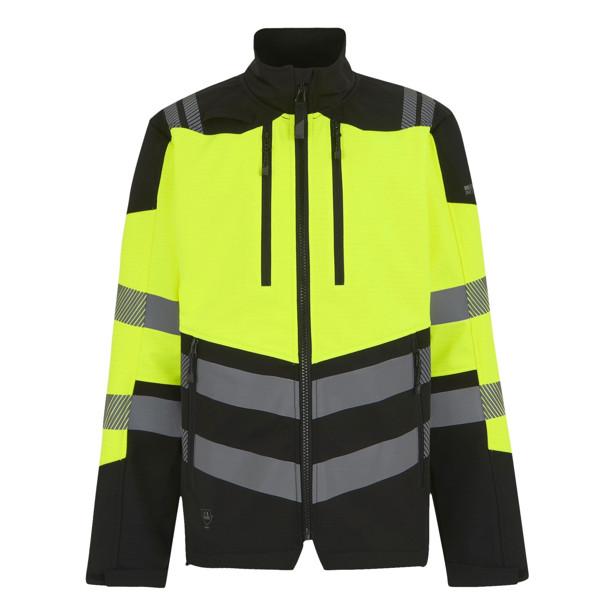 Regatta High Visibility X-Pro 3 Layer black/yellow softshell work jacket #TRA760