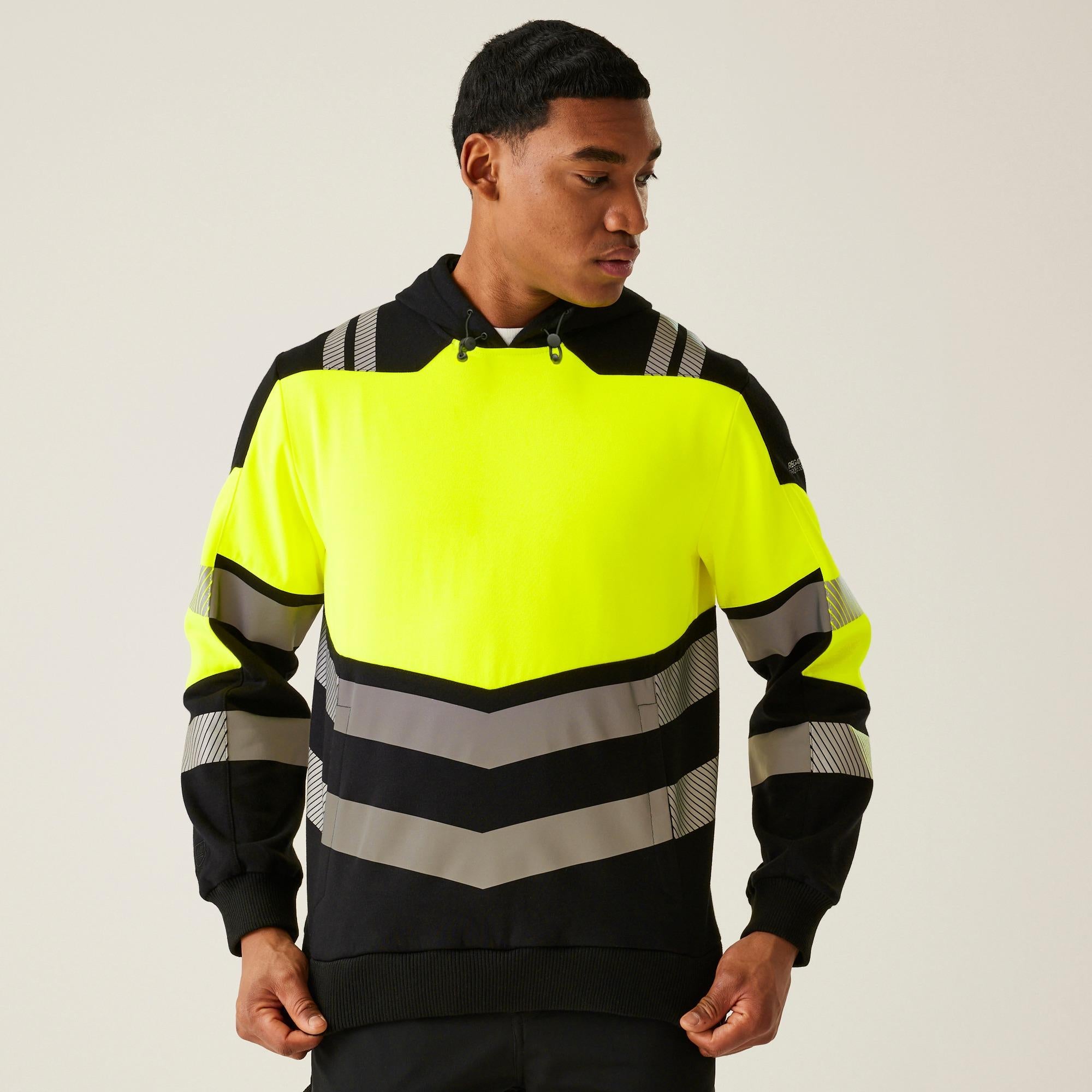 Regatta High Visibility X-Pro black/yellow work sweatshirt hoodie #TRF780