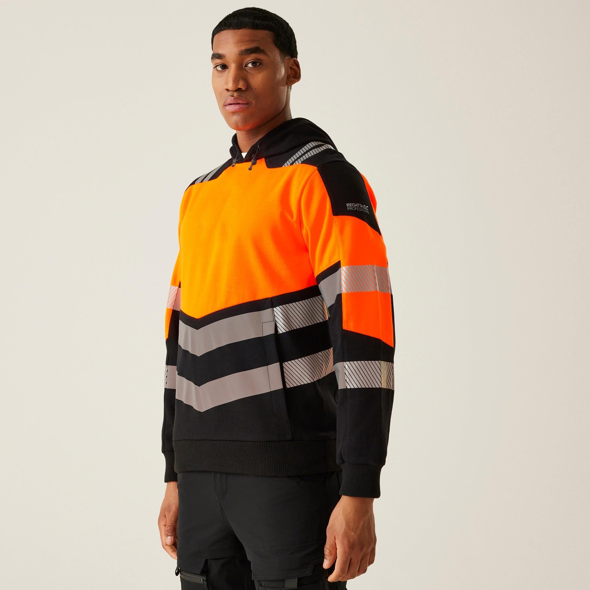 Regatta High Visibility X-Pro black/orange work sweatshirt hoodie #TRF780