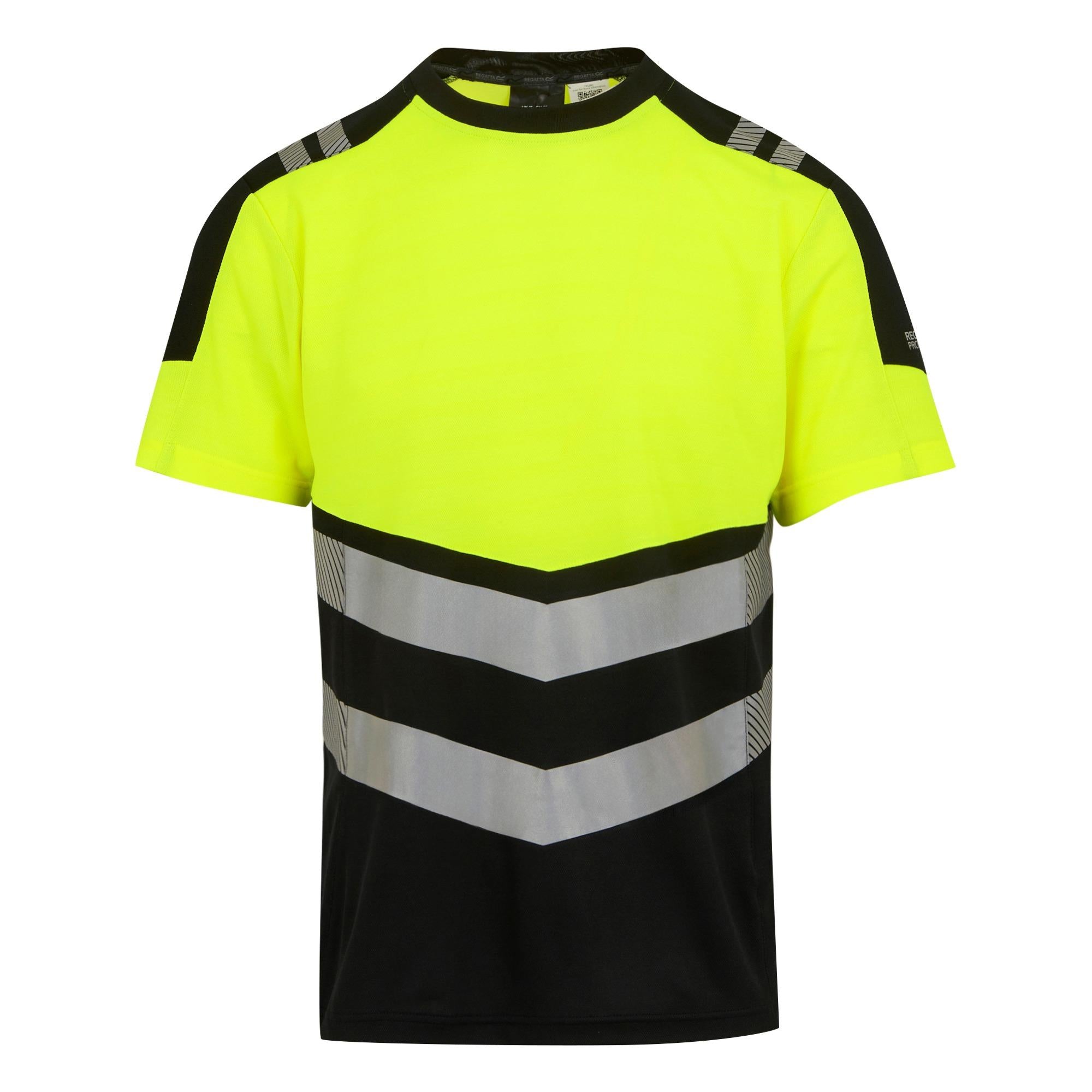 Regatta High Visibility X-Pro black/yellow work tee t-shirt #TRS280