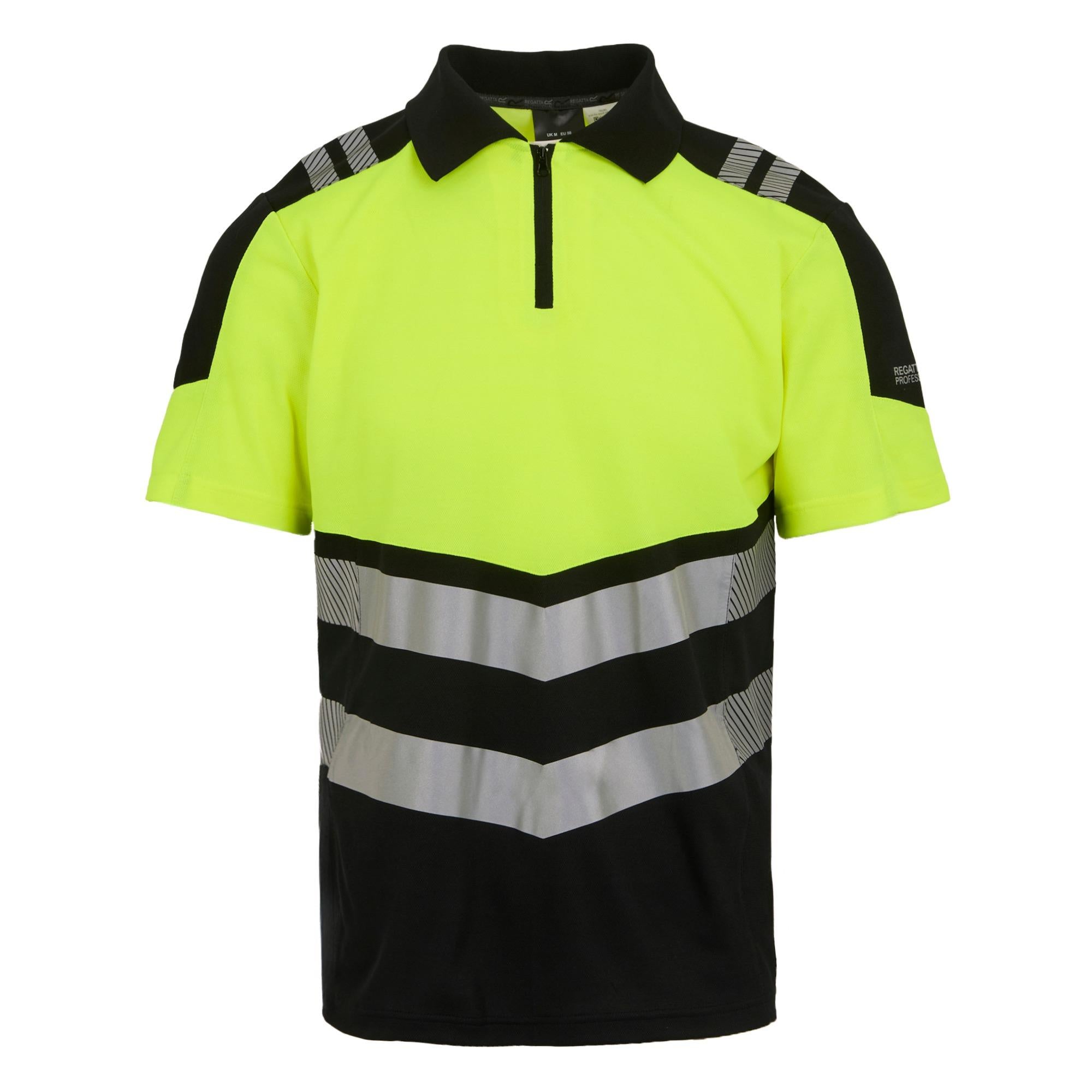 Regatta High Visibility X-Pro black/yellow work polo shirt #TRS281