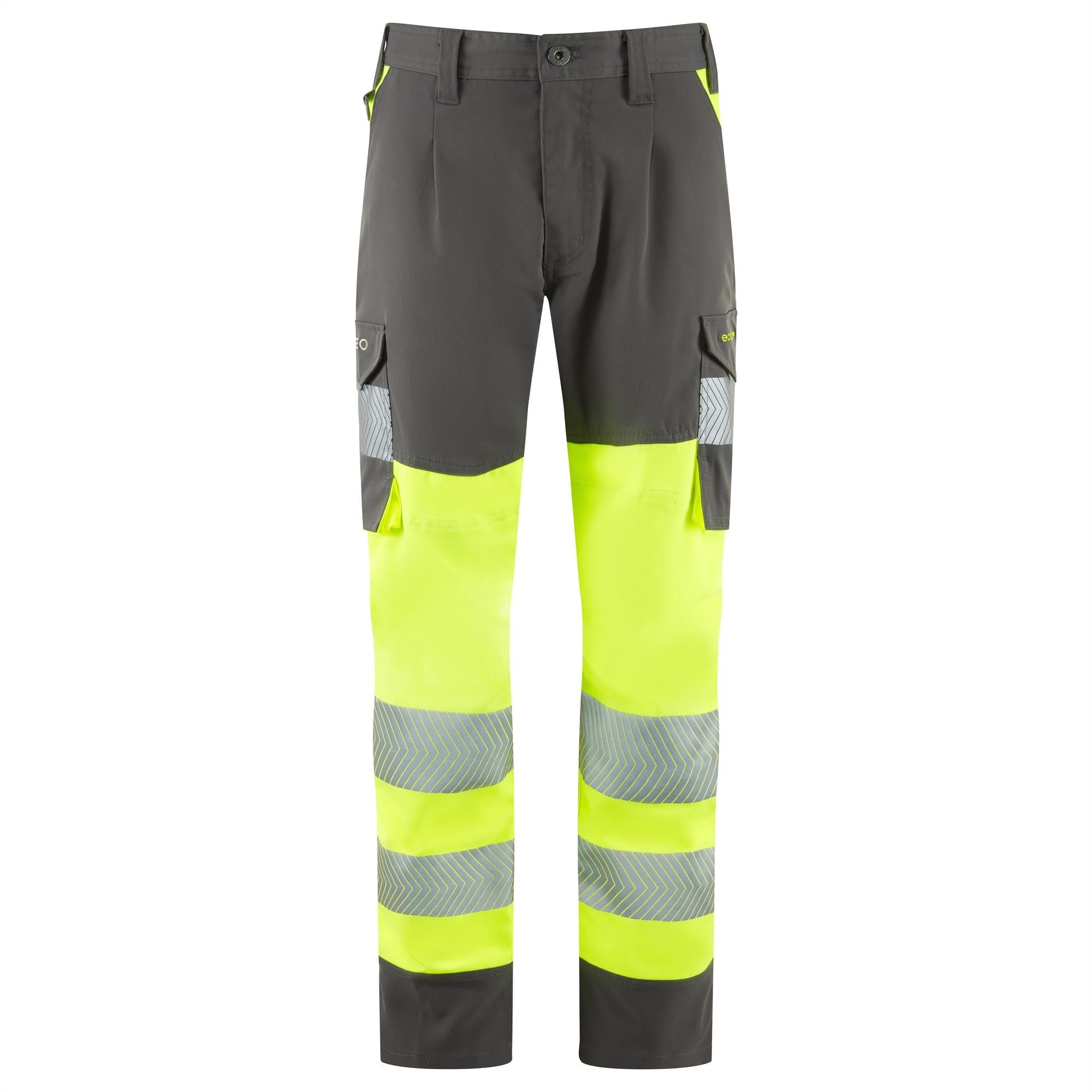 Leo Winswell EcoViz womens yellow/grey high visibility stretch cargo trousers