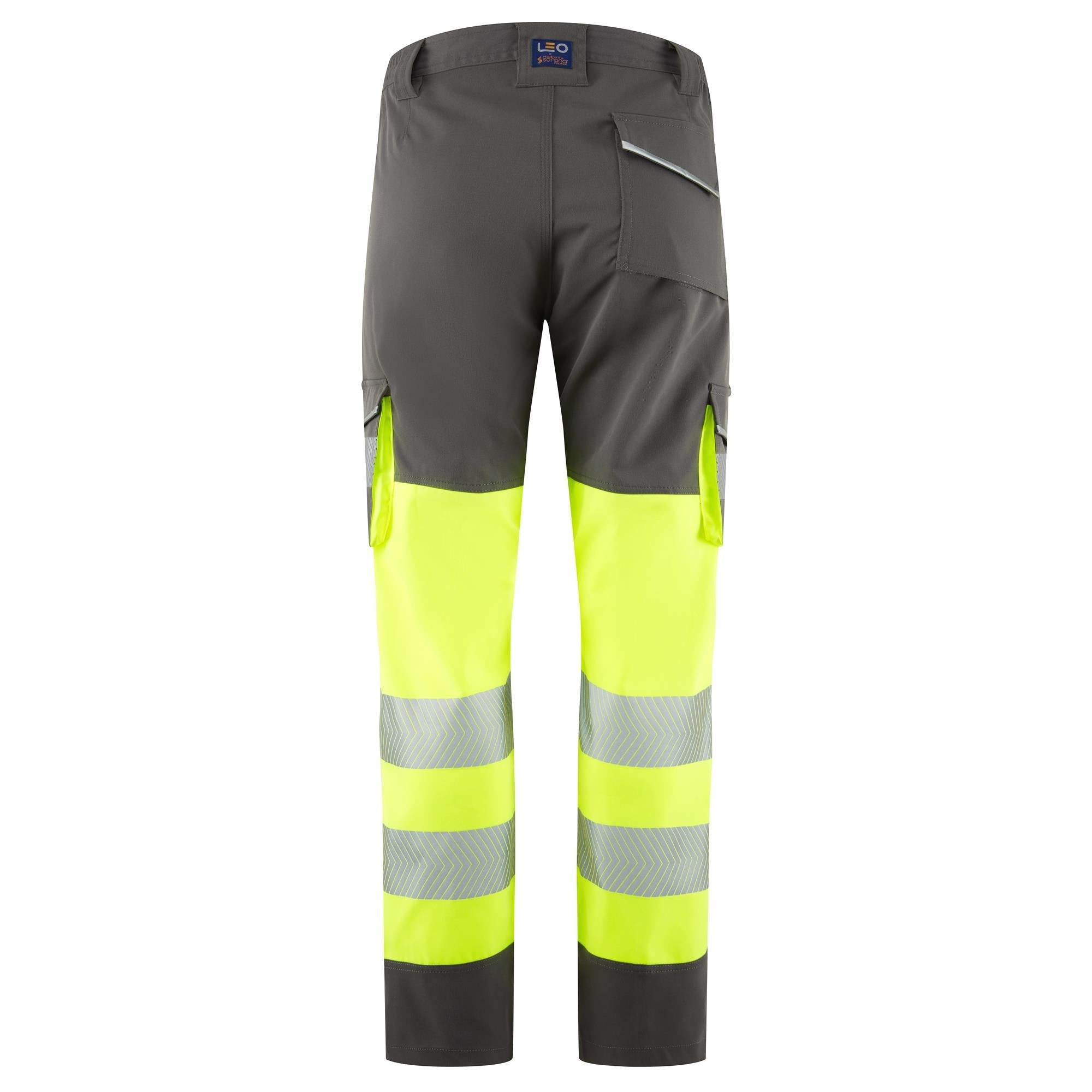 Leo Winswell EcoViz womens yellow/grey high visibility stretch cargo trousers