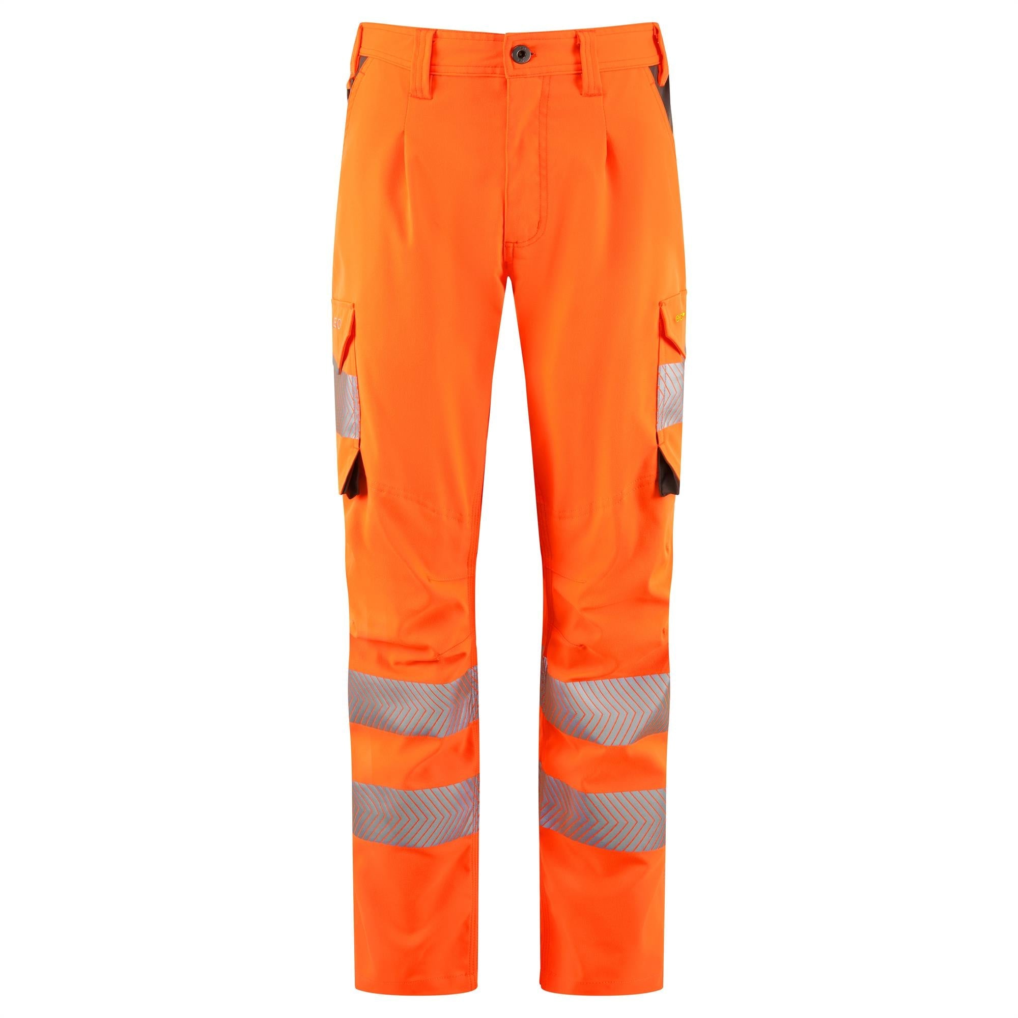 Leo Winswell EcoViz womens orange high visibility stretch work cargo trousers
