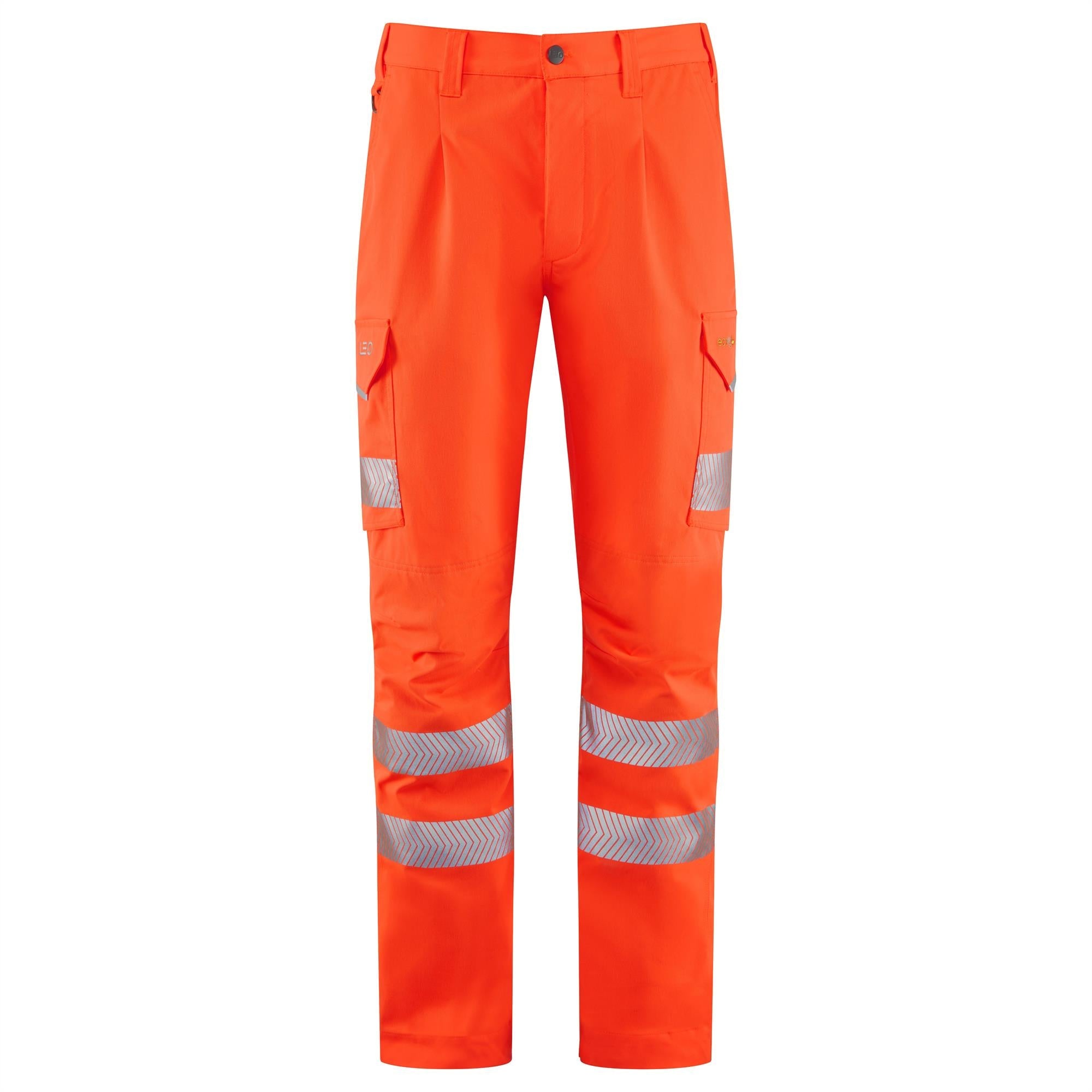 Leo Winsford EcoViz orange high visibility stretch work cargo trousers