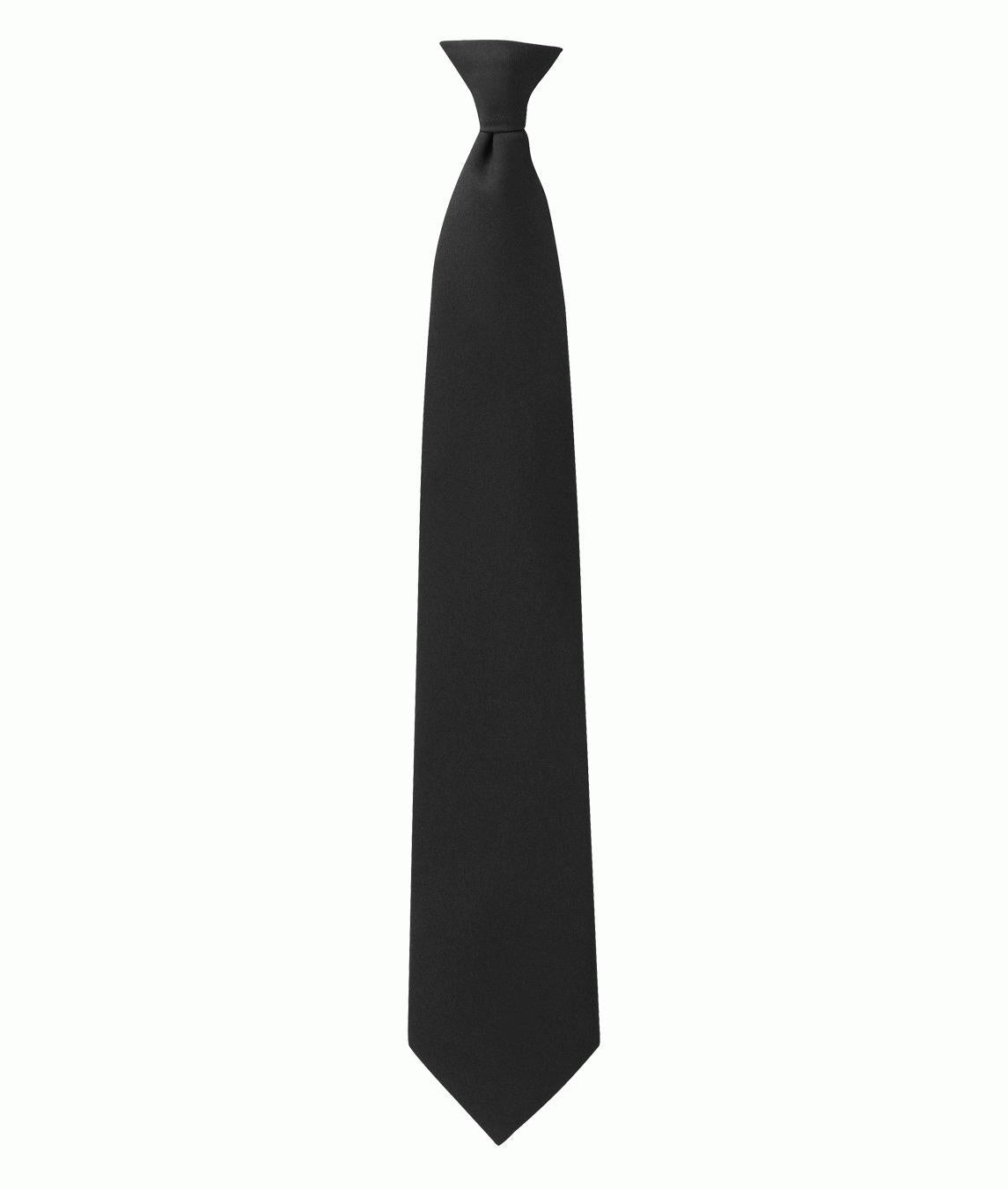 Black unisex security polyester clip on uniform tie