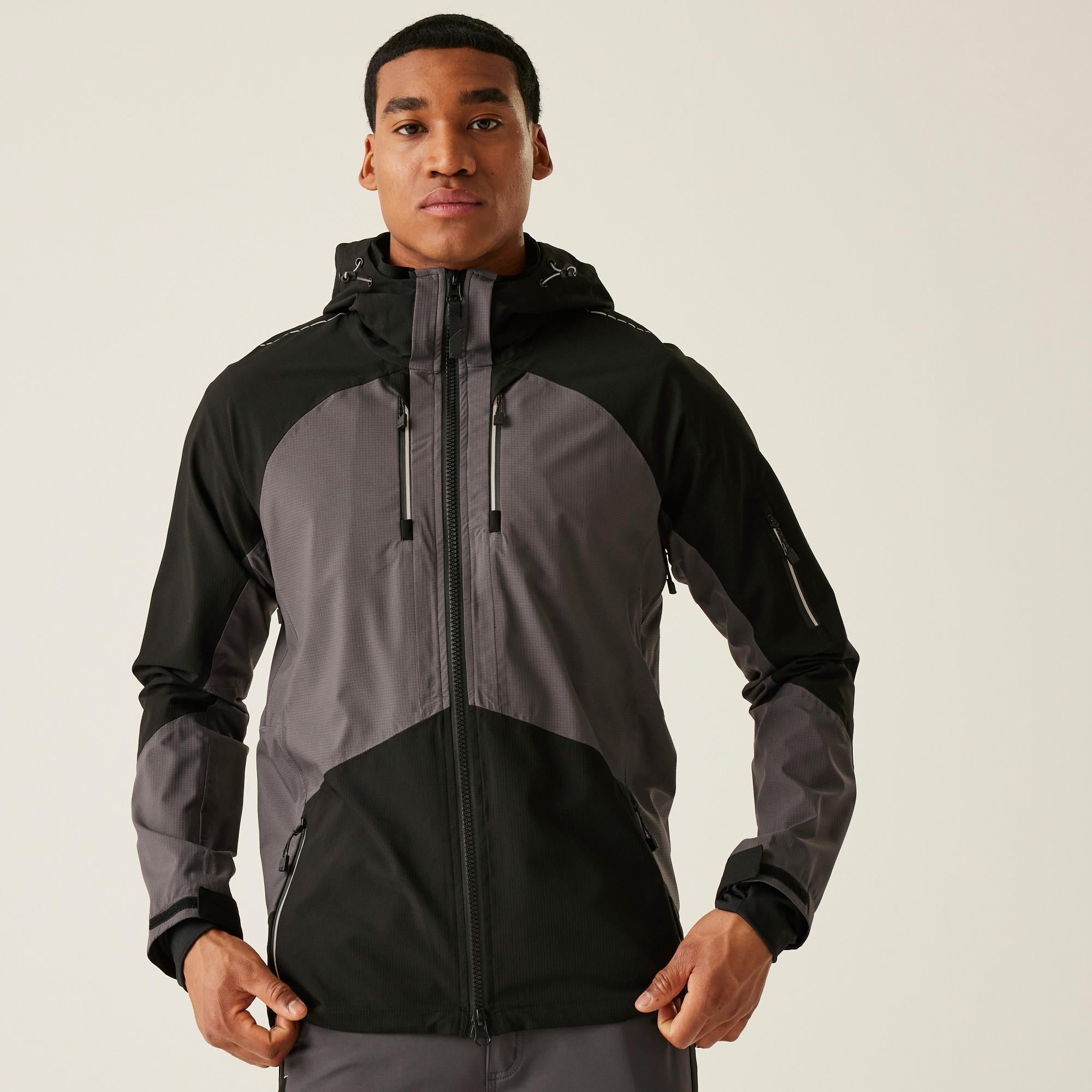 Regatta 4TEX slate grey/black waterproof stretch shell jacket coat #TRW535