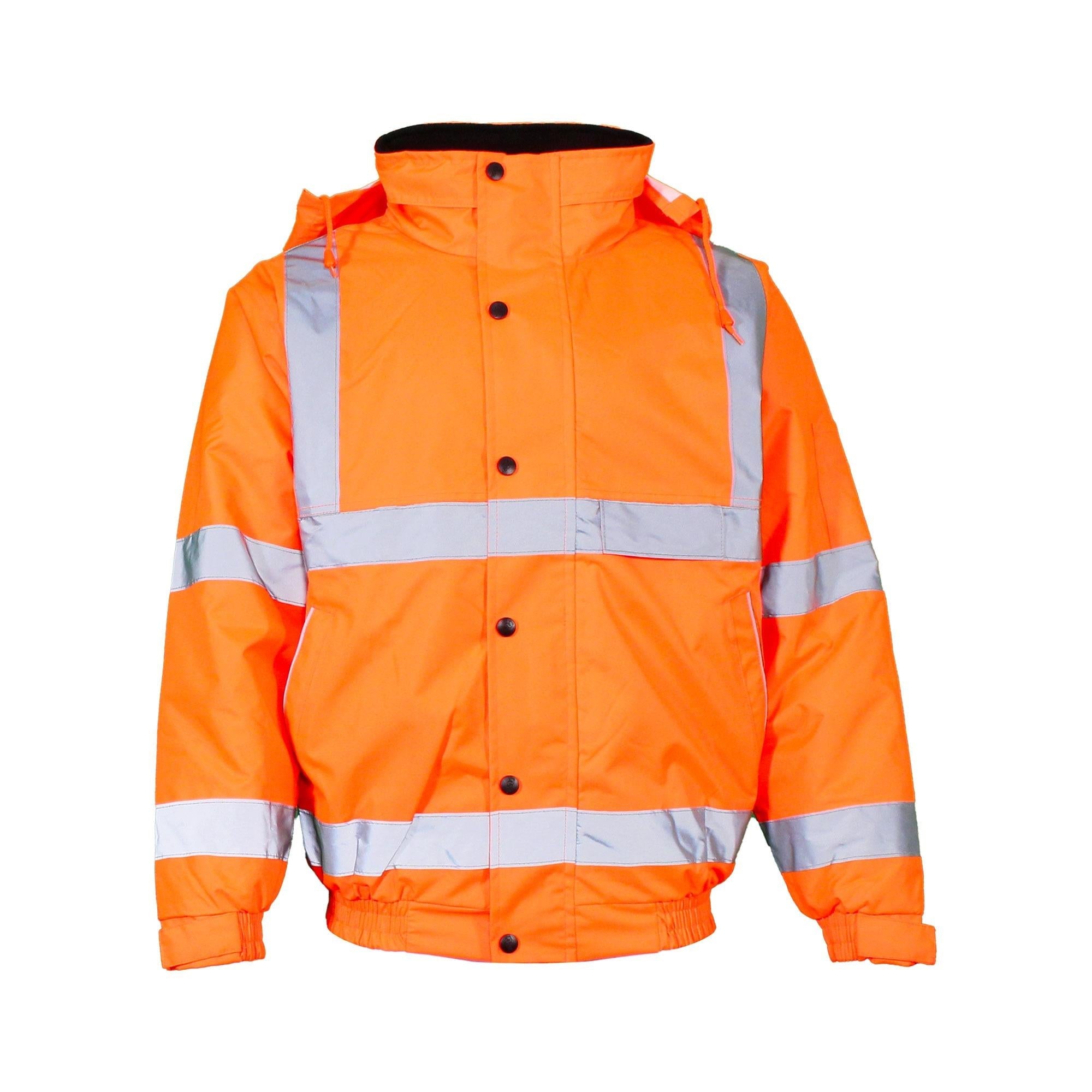 Warrior unisex high-visibility orange fleece-lined waterproof bomber jacket