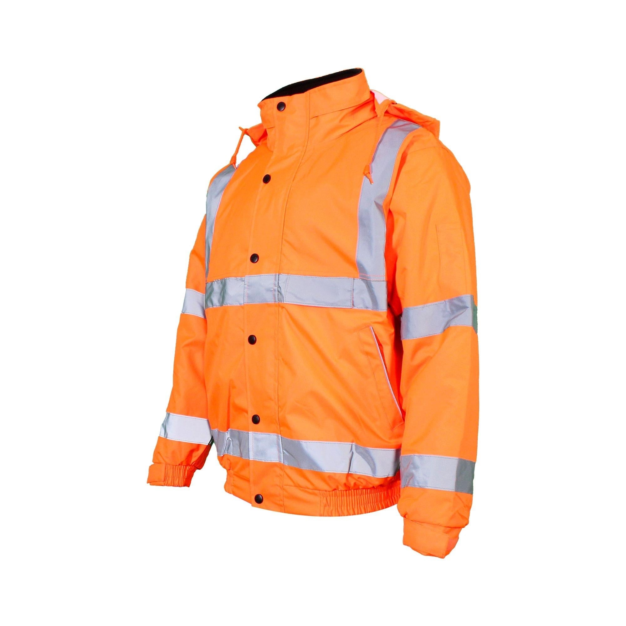 Warrior unisex high-visibility orange fleece-lined waterproof bomber jacket